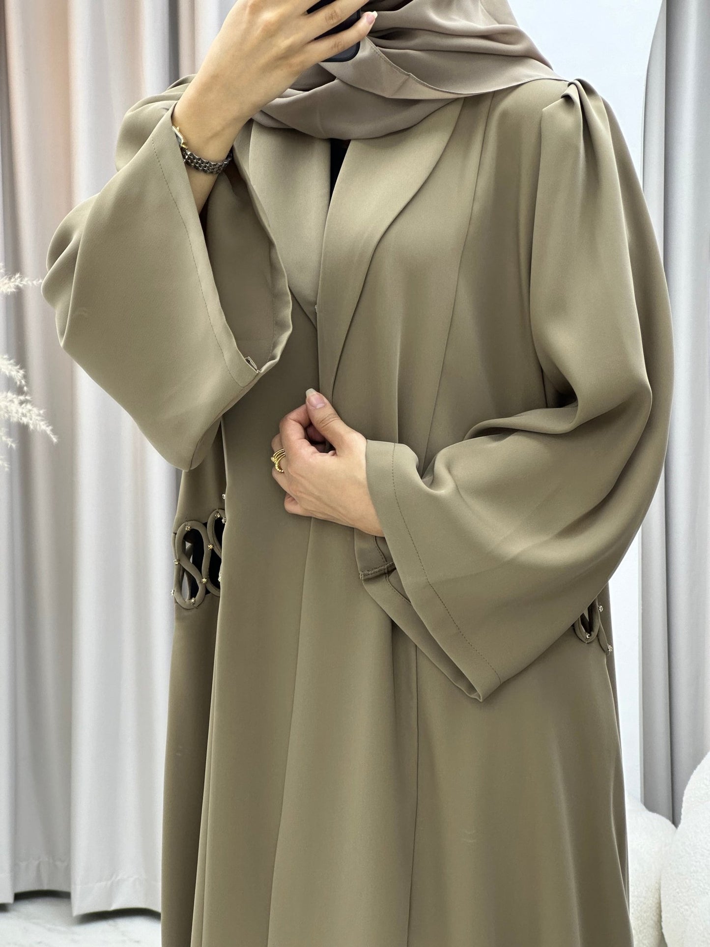 C 0221 Beige Coat Abaya