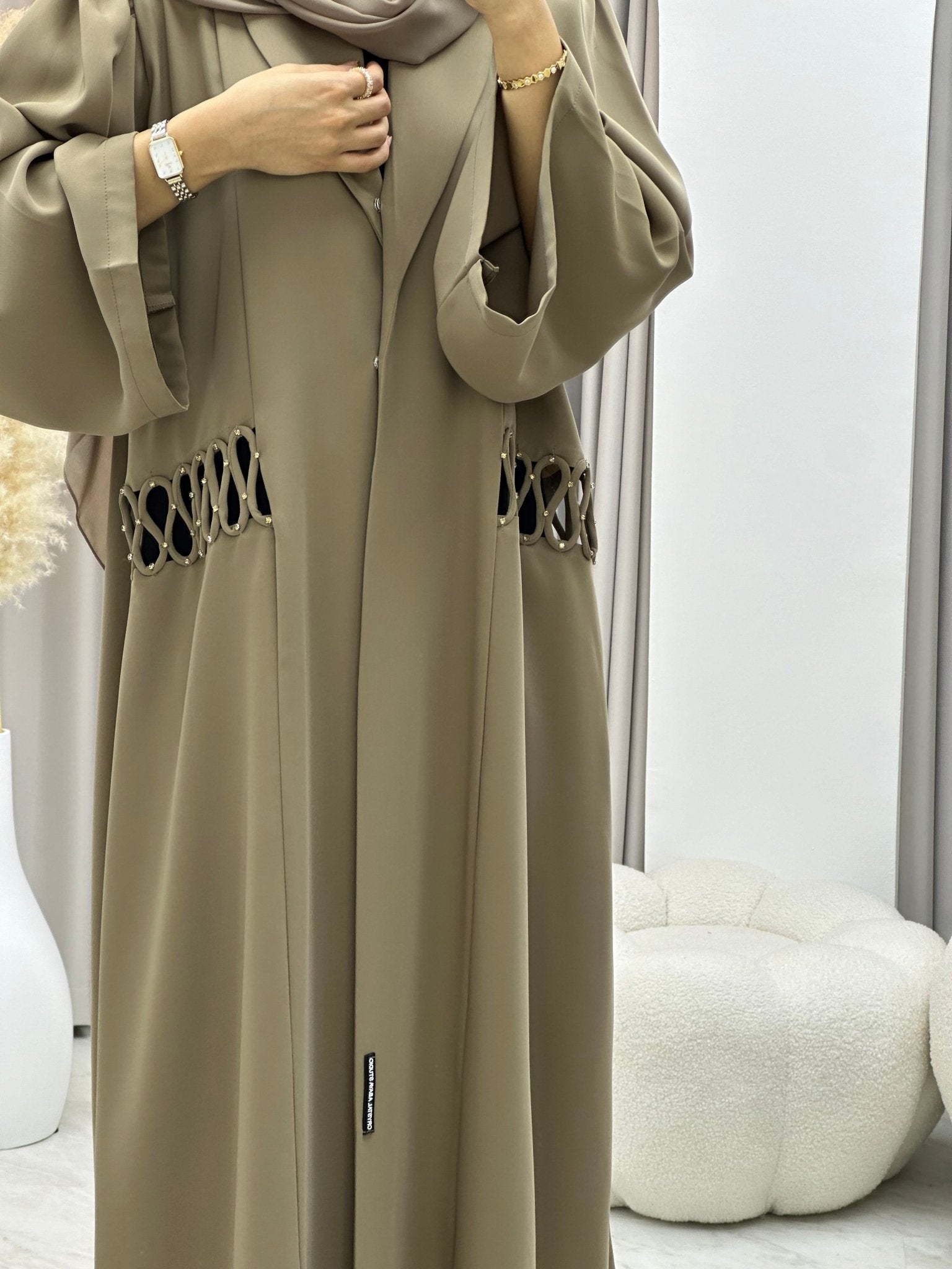 C 0221 Beige Coat Abaya