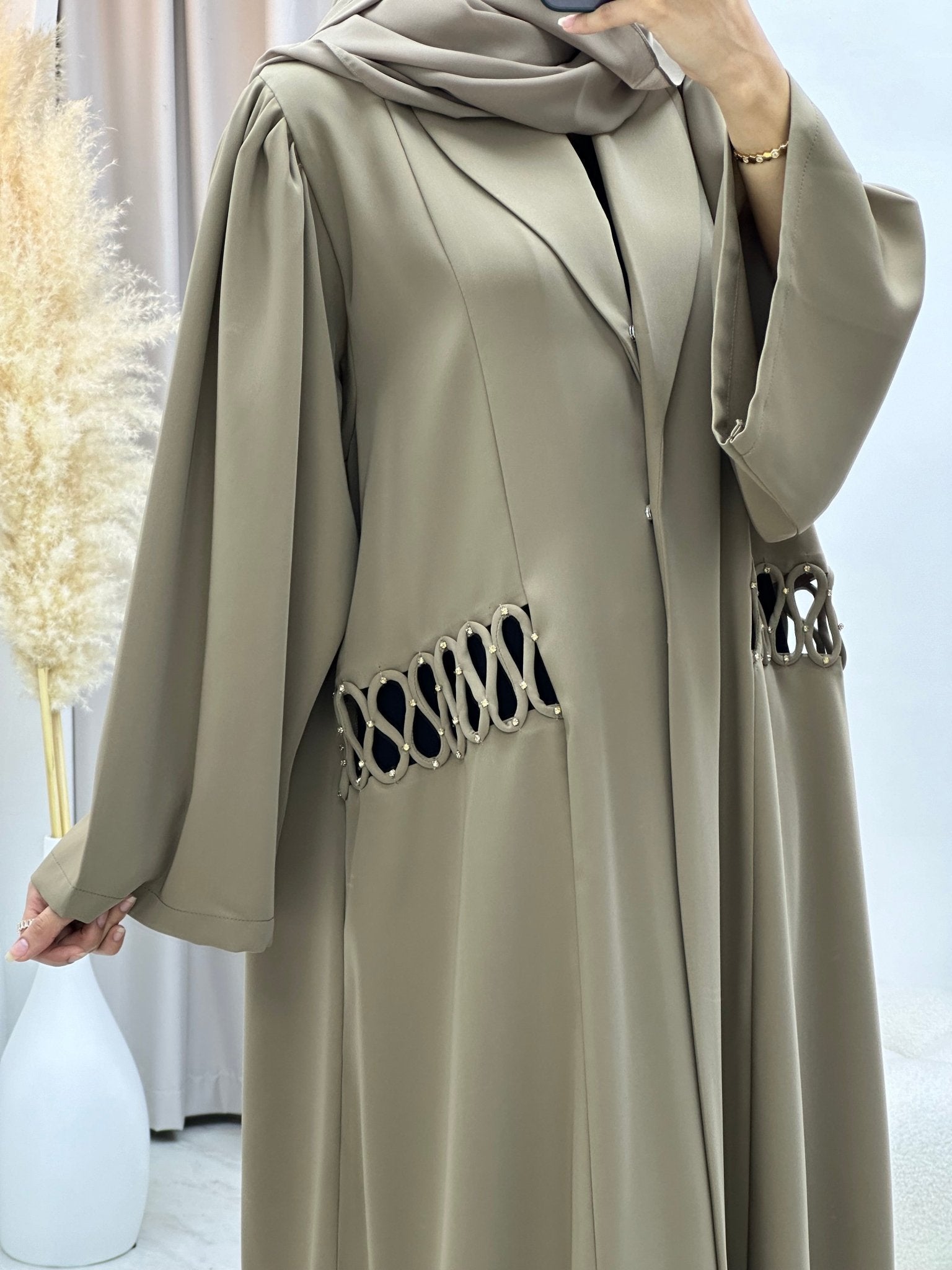 C 0221 Beige Coat Abaya