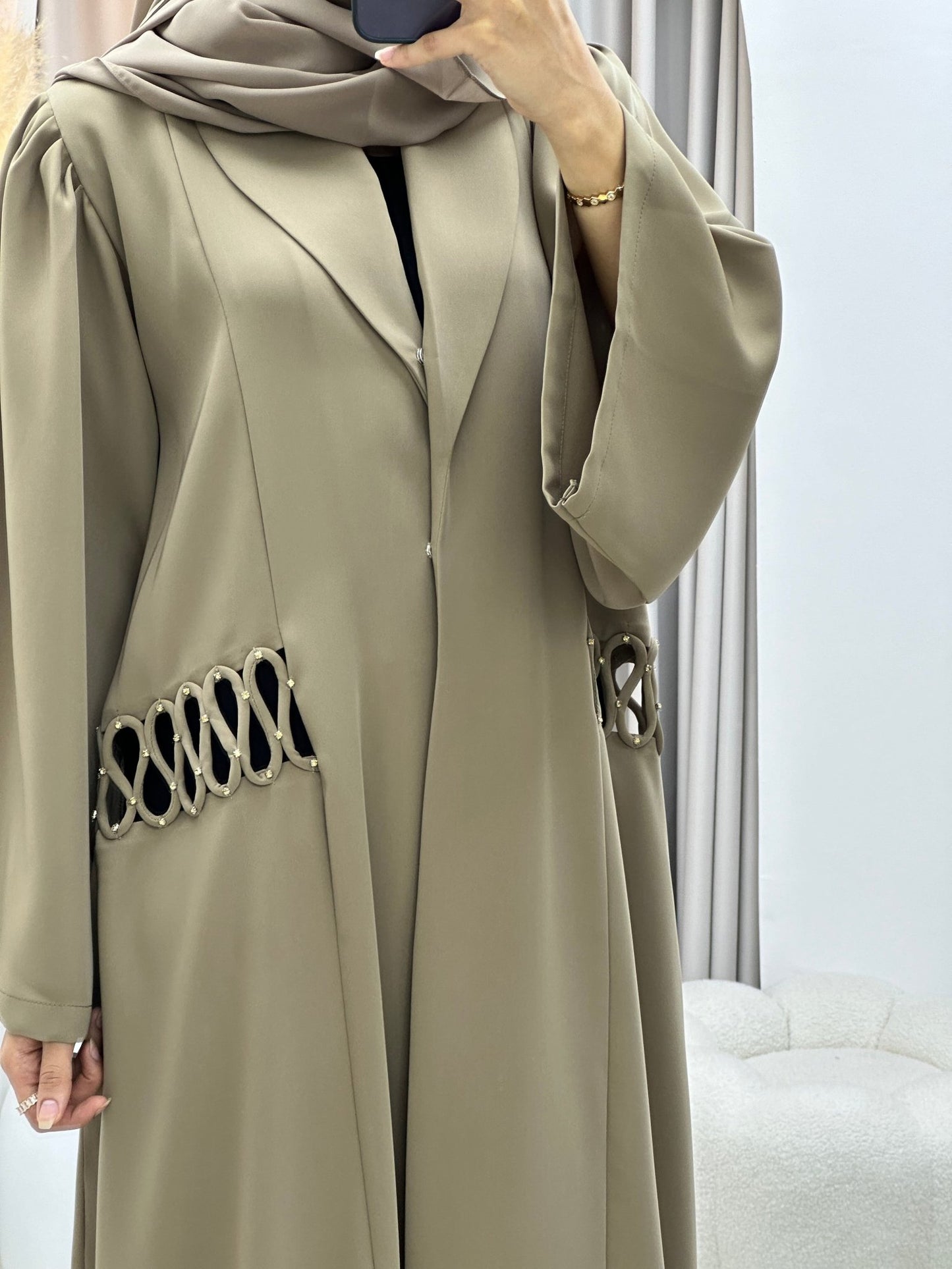 C 0221 Beige Coat Abaya