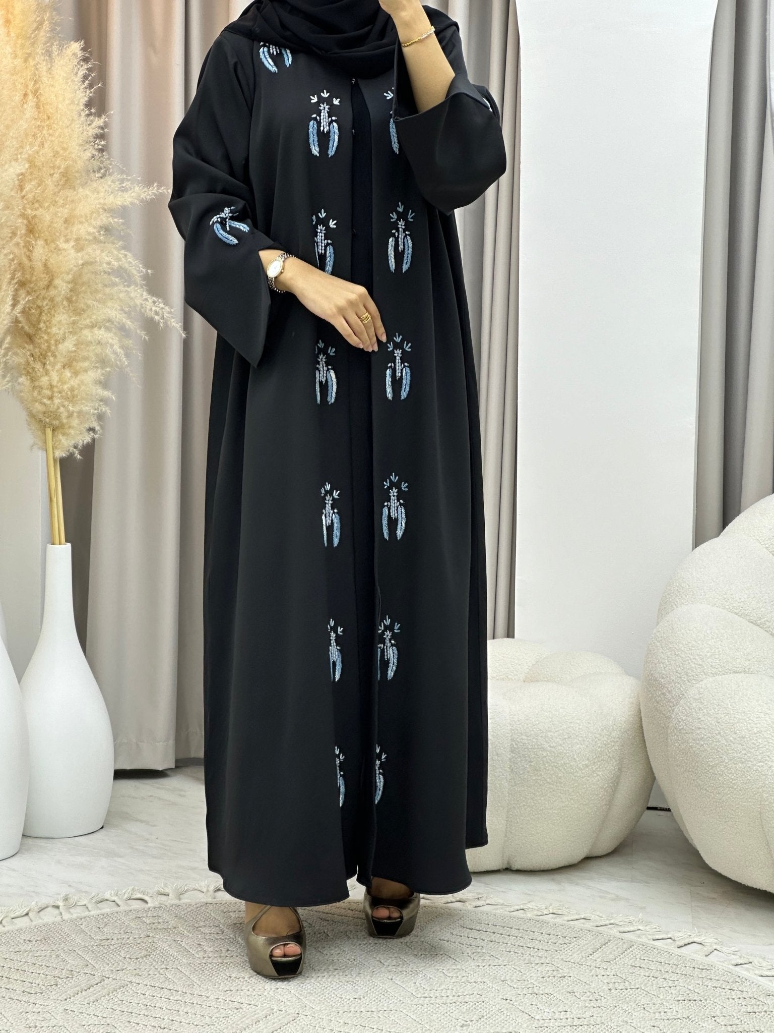 C 0233 Black Embroidered Abaya