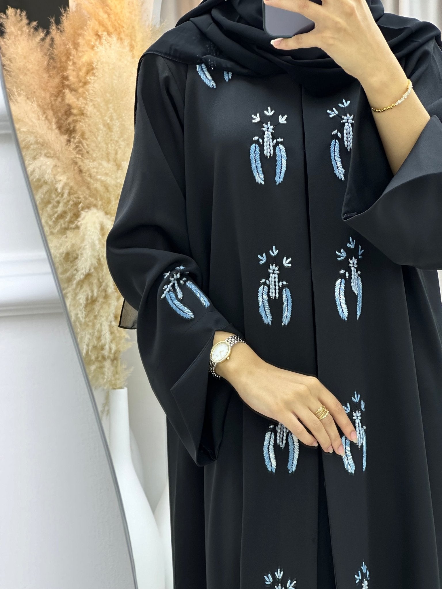 C 0233 Black Embroidered Abaya