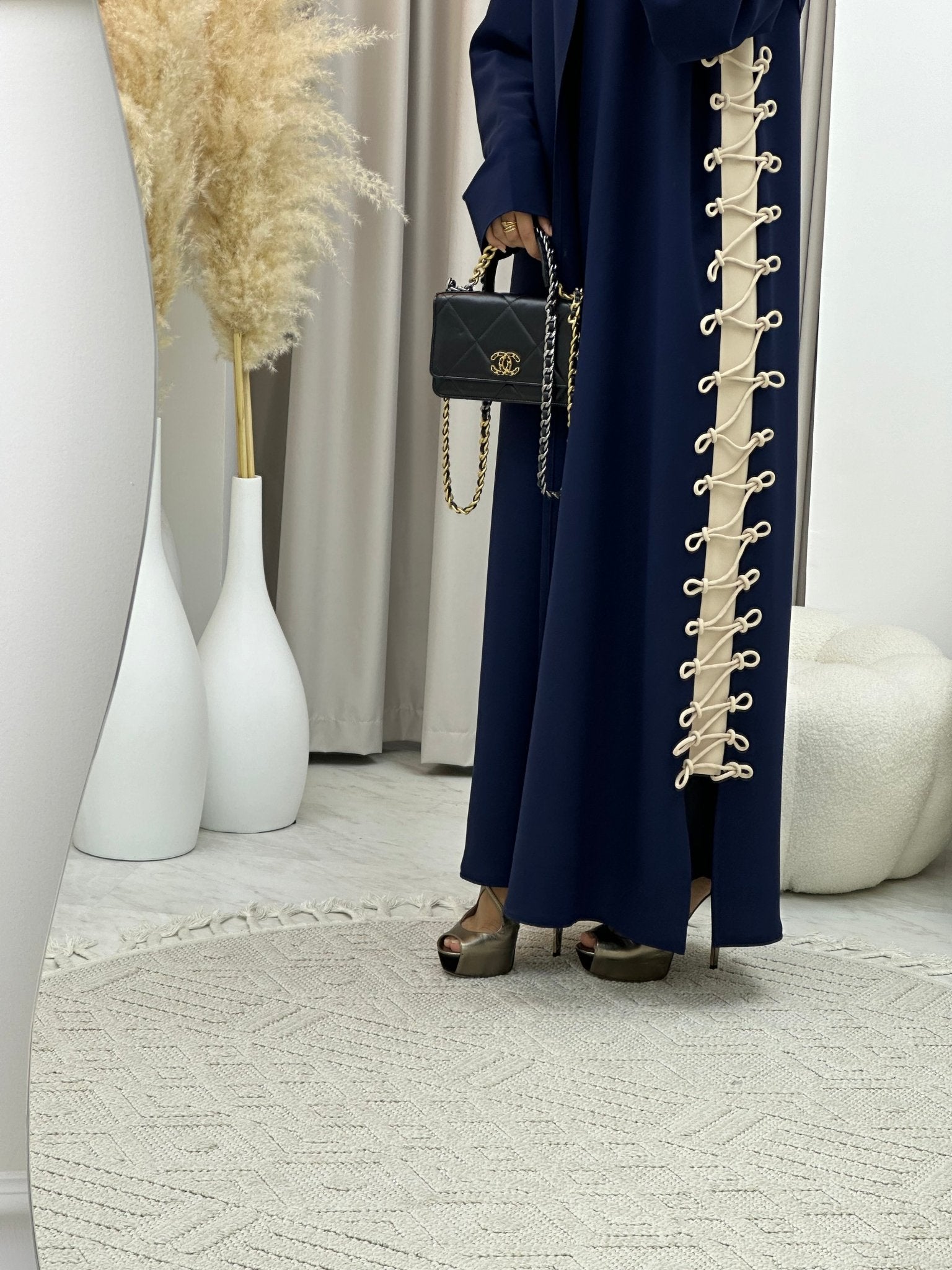 C 0236 Blue Beige Abaya