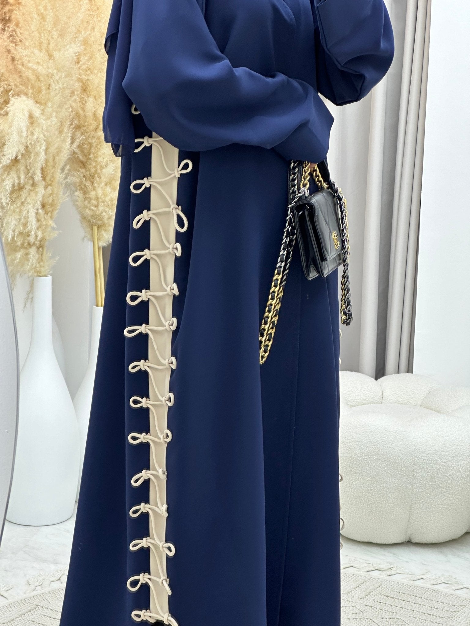 C 0236 Blue Beige Abaya