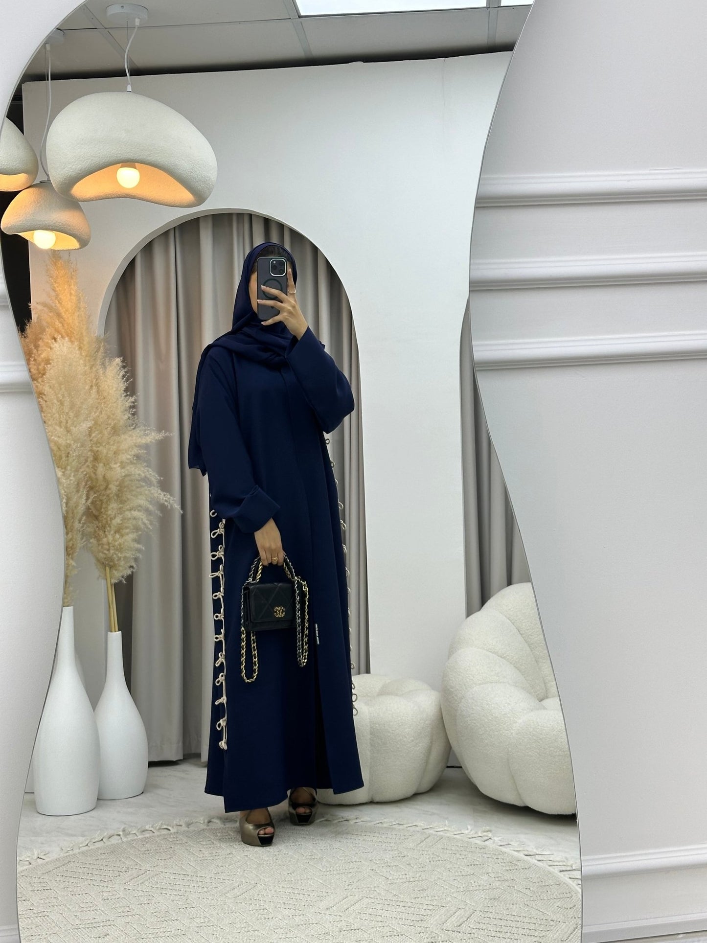 C 0236 Blue Beige Abaya