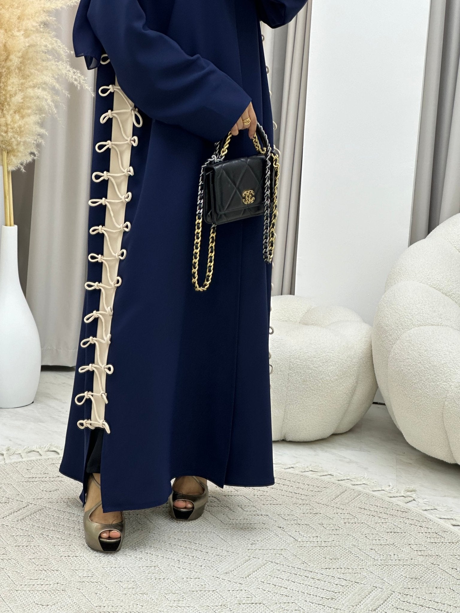 C 0236 Blue Beige Abaya