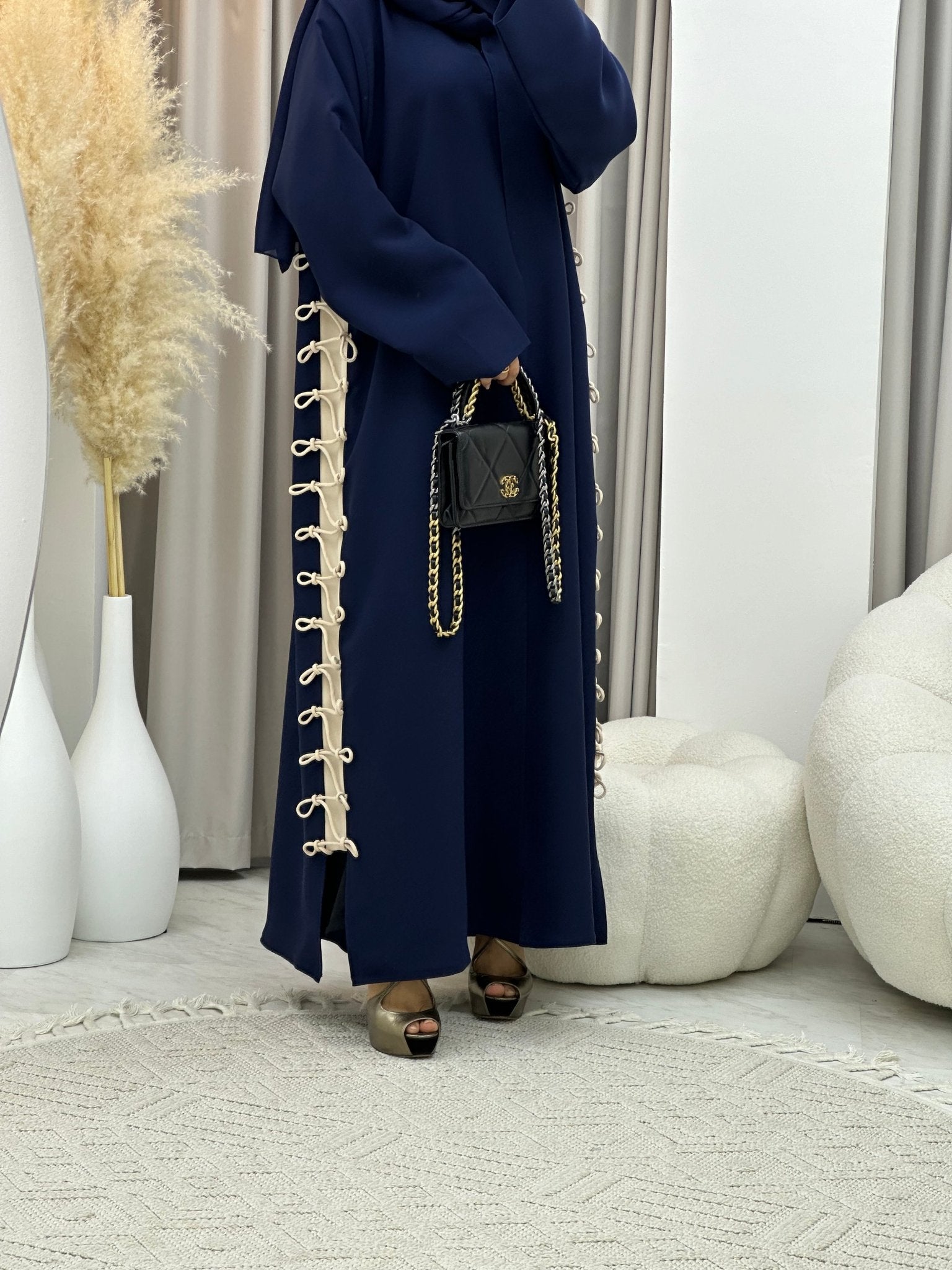 C 0236 Blue Beige Abaya