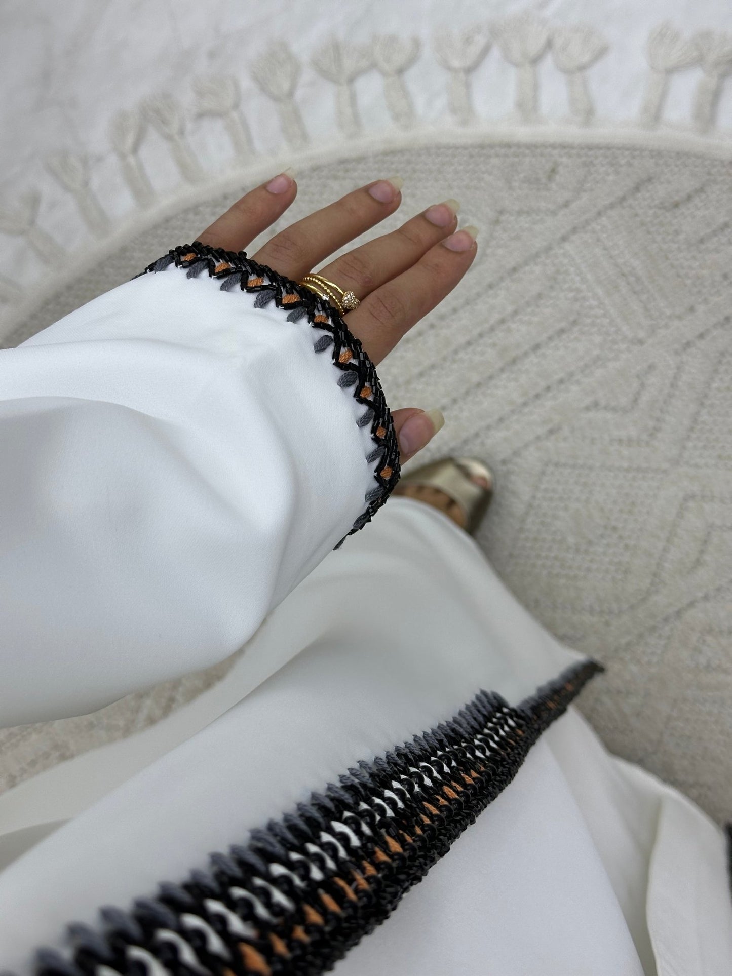 C 0246 Embroidered White Abaya