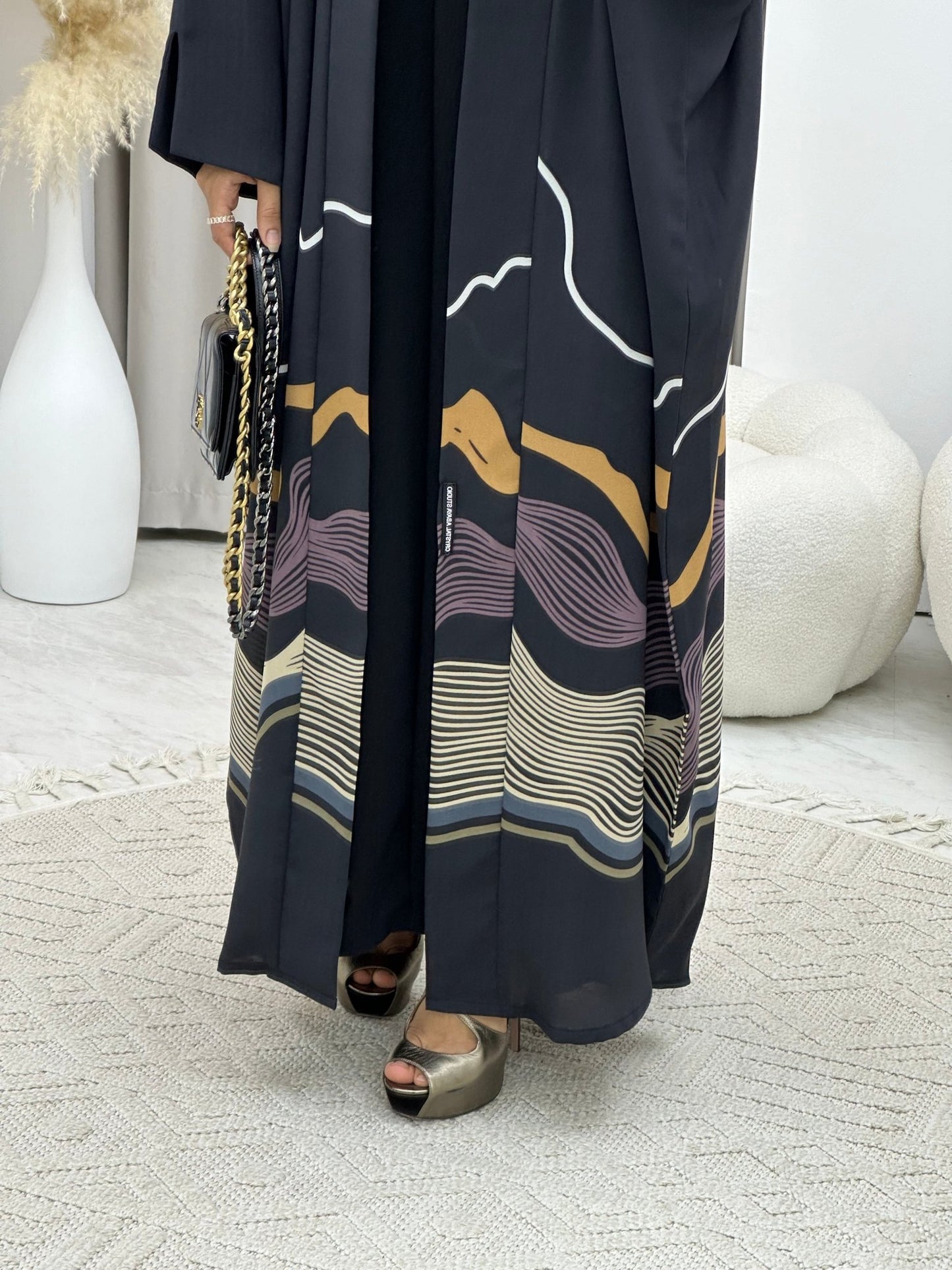 C 0248 - 02 Dark Grey Wavy Abaya