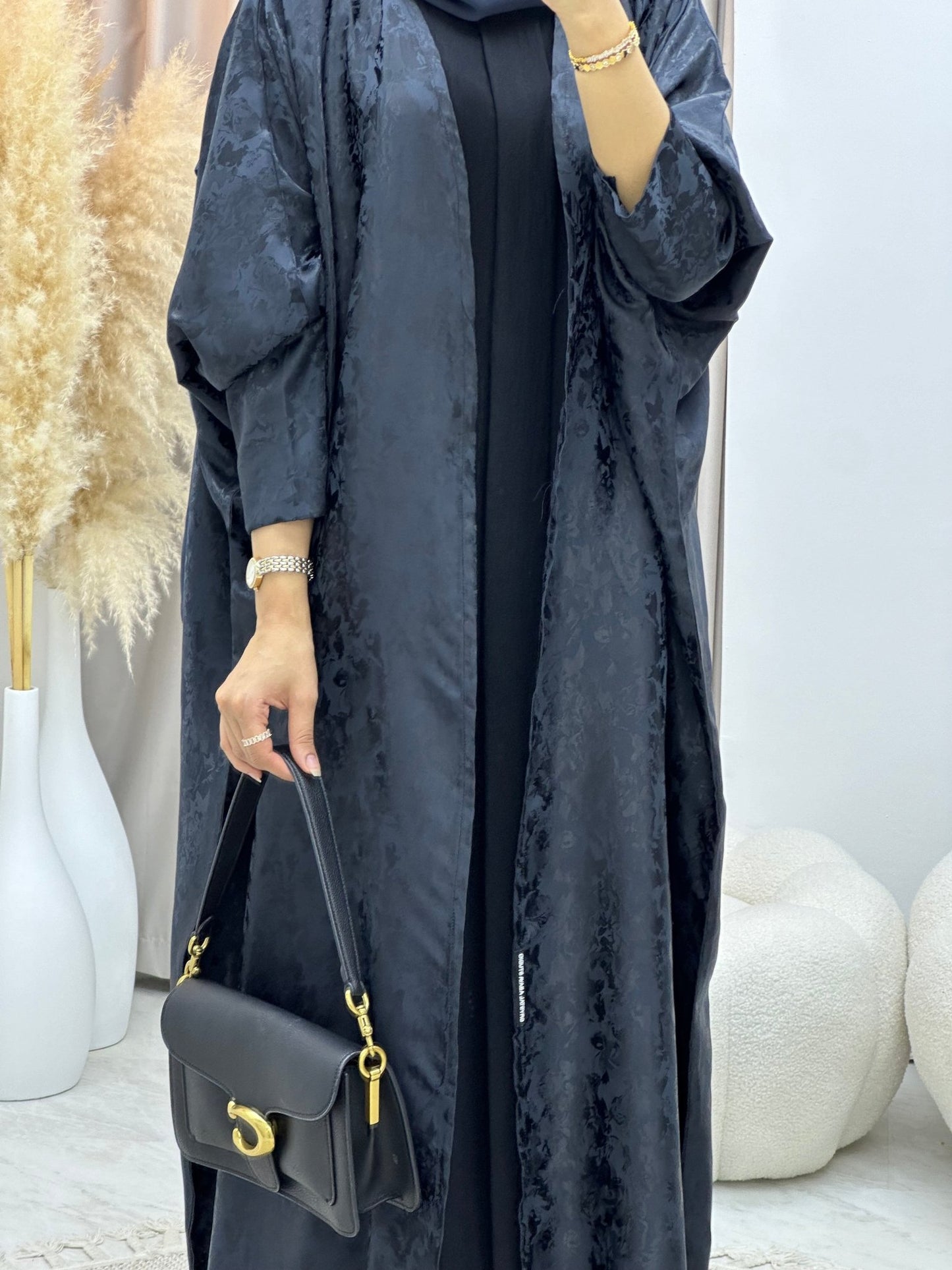 C 0250 - 04 Navy Blue Floral Abaya