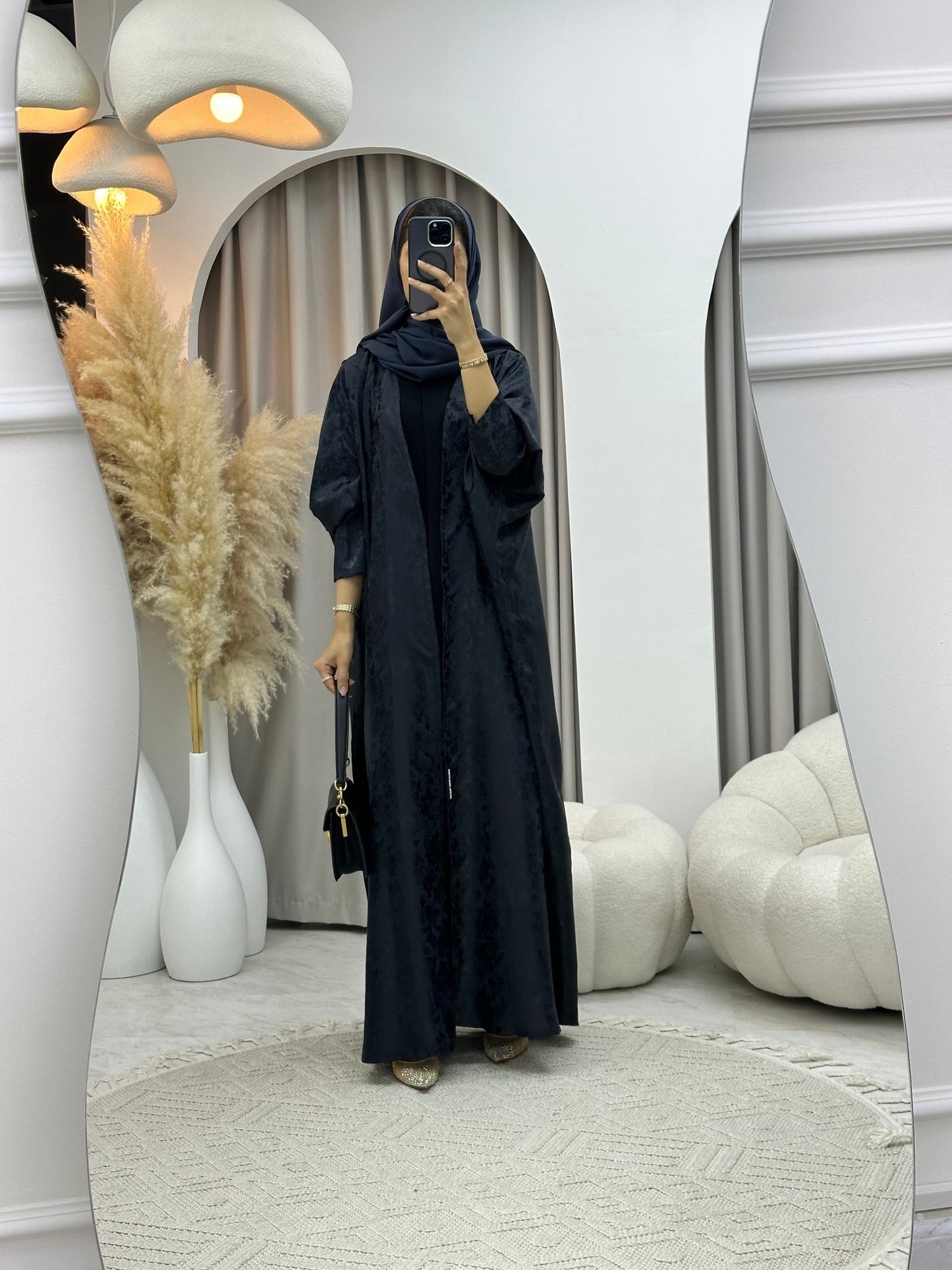 C 0250 - 04 Navy Blue Floral Abaya