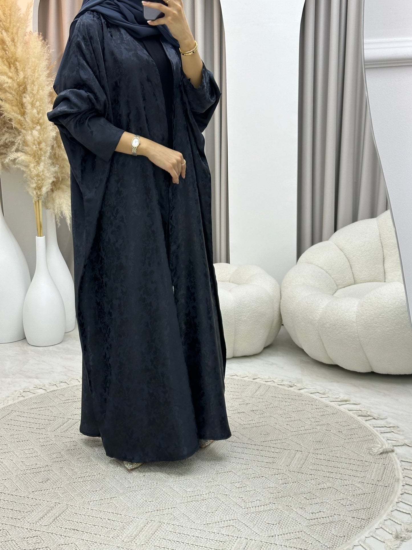 C 0250 - 04 Navy Blue Floral Abaya