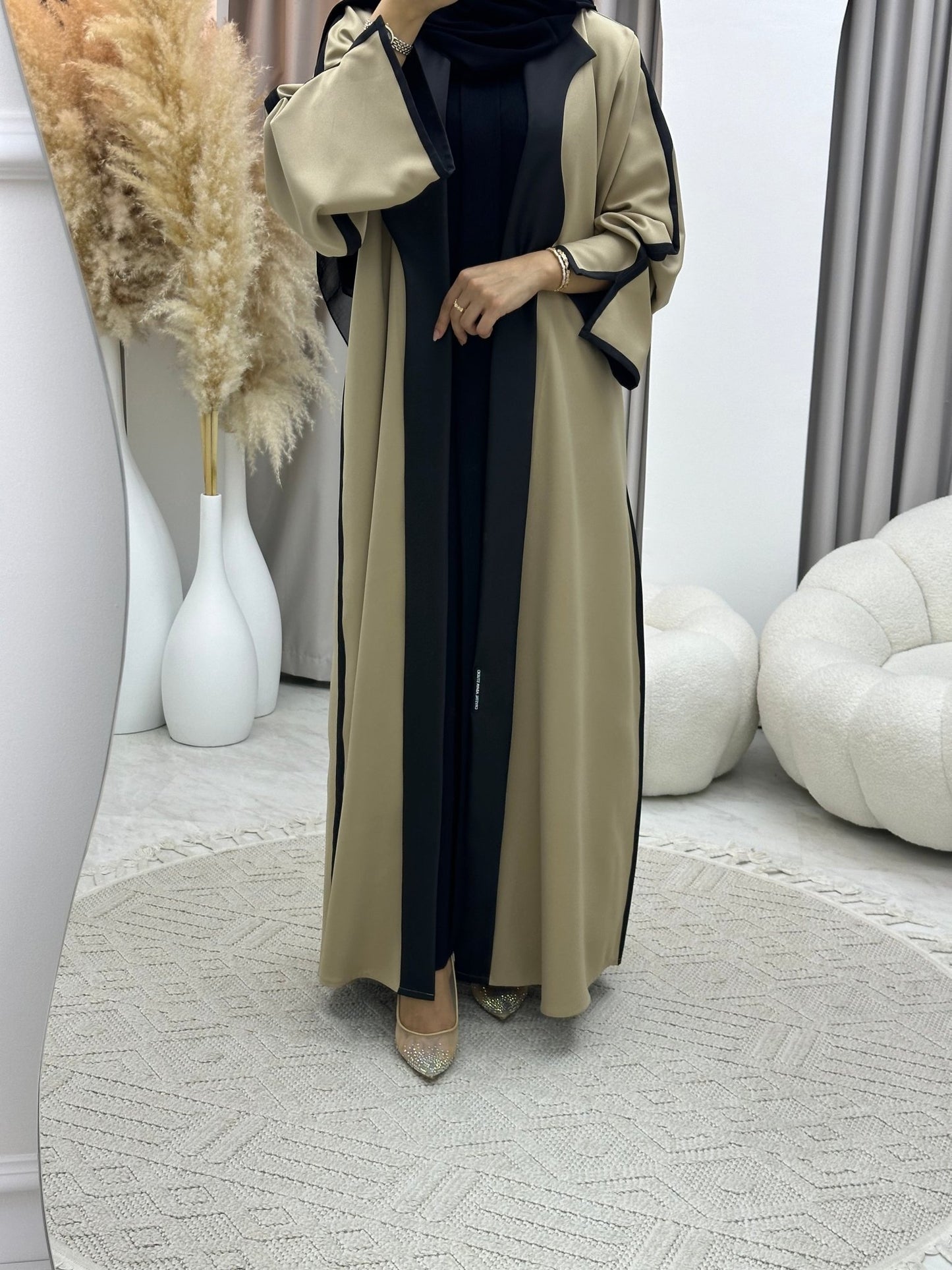 C 0251 - 01 Black Camel Coat Abaya