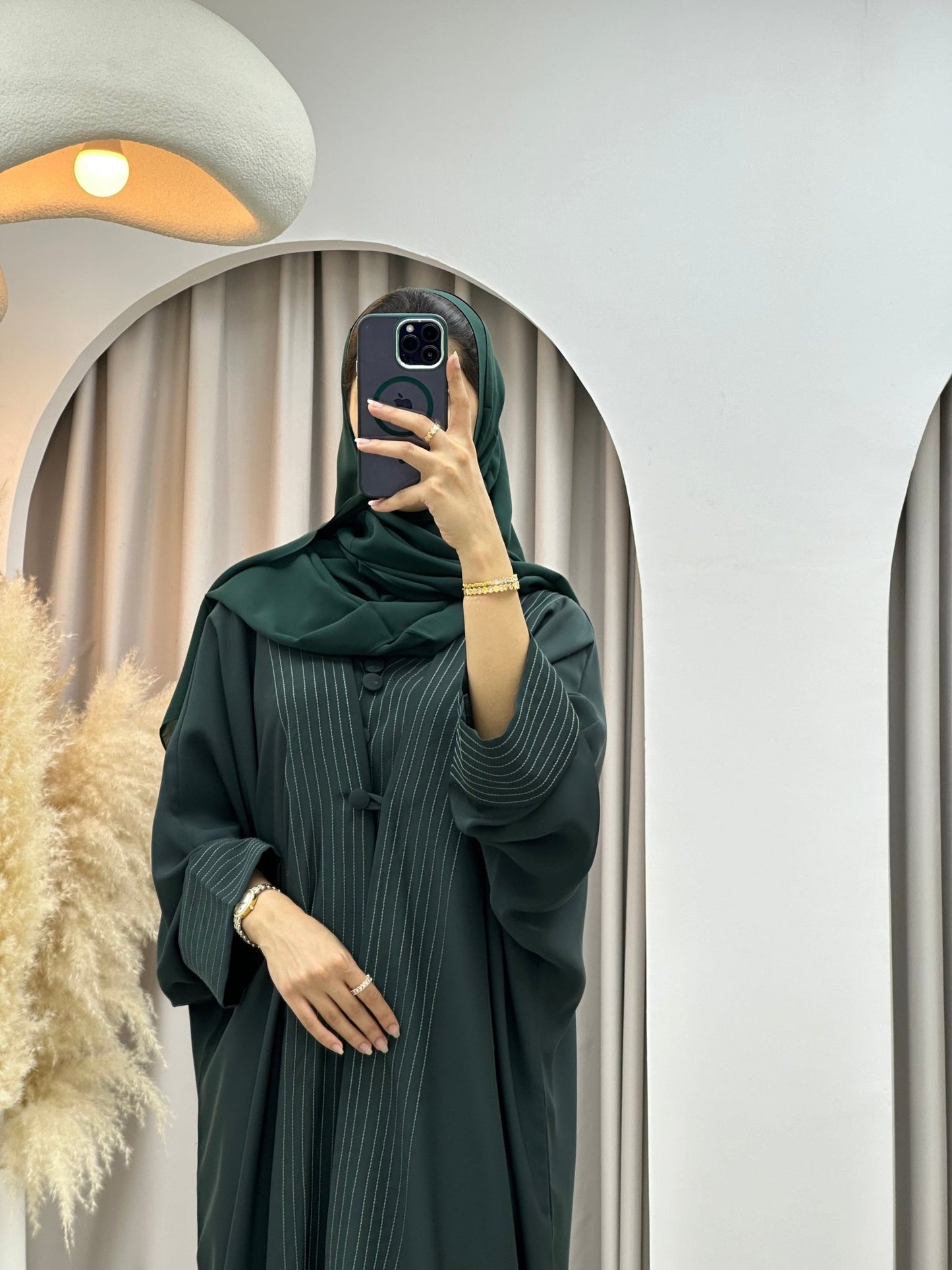 C 0252 Green Bisht Abaya Set