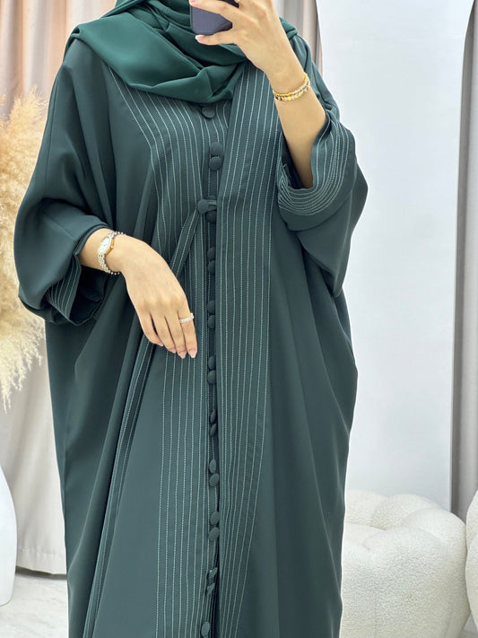 C 0252 Green Bisht Abaya Set