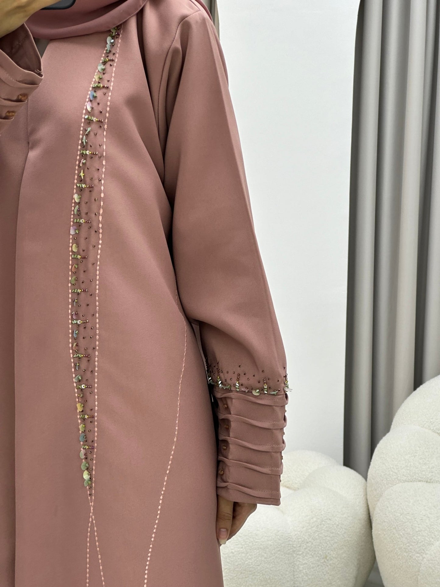 C 0253 Beaded Pink Abaya