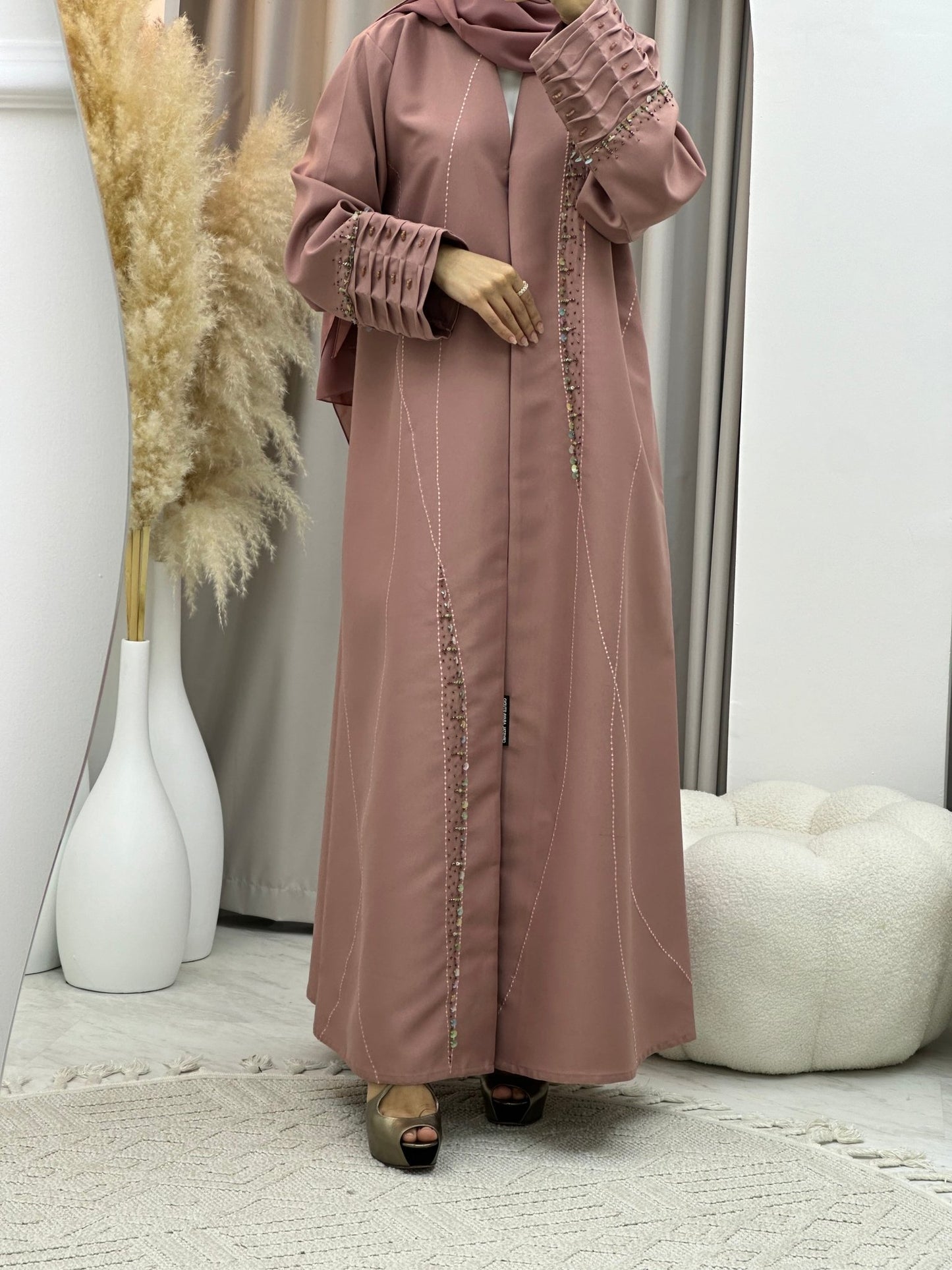 C 0253 Beaded Pink Abaya