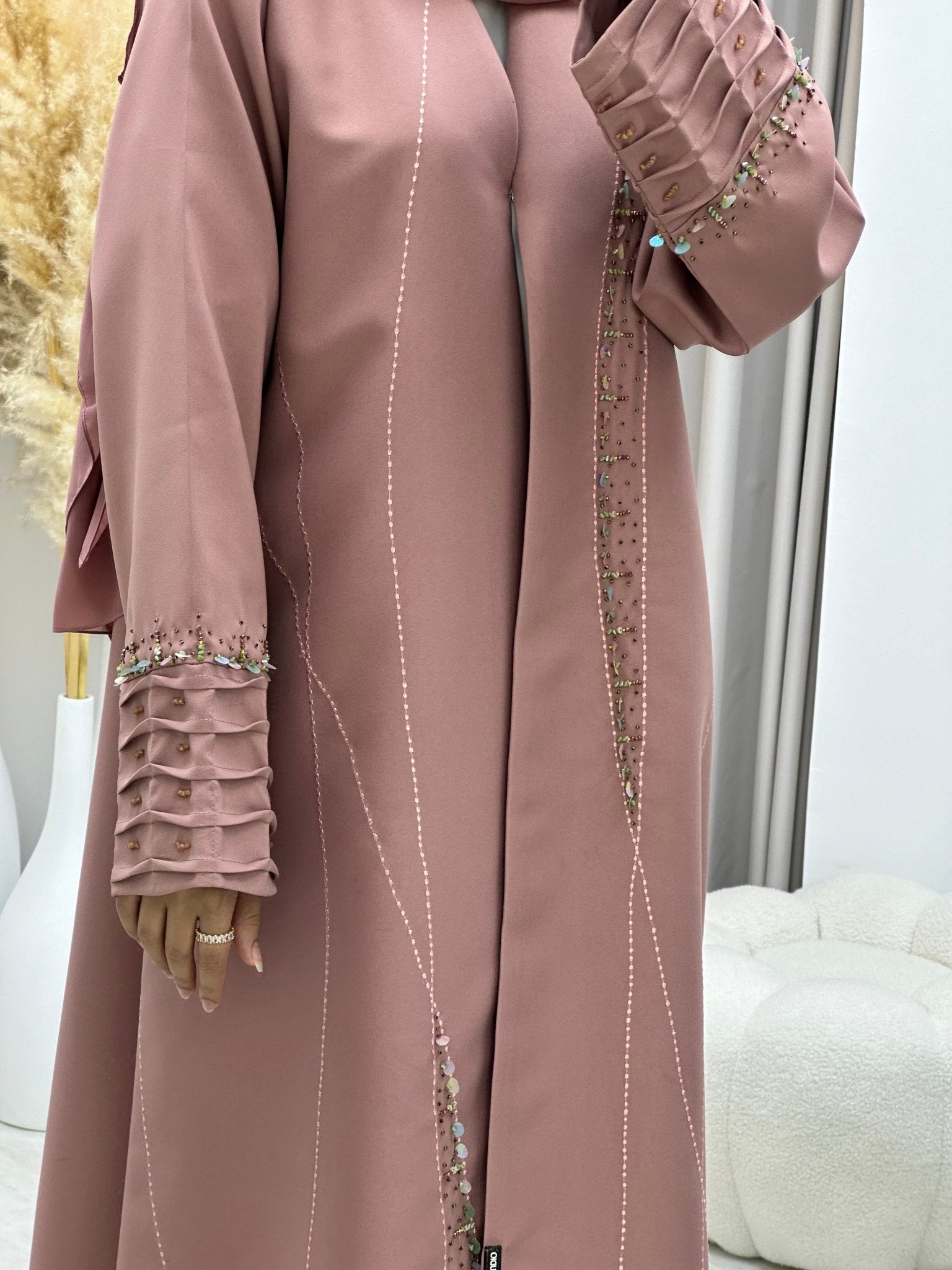 C 0253 Beaded Pink Abaya