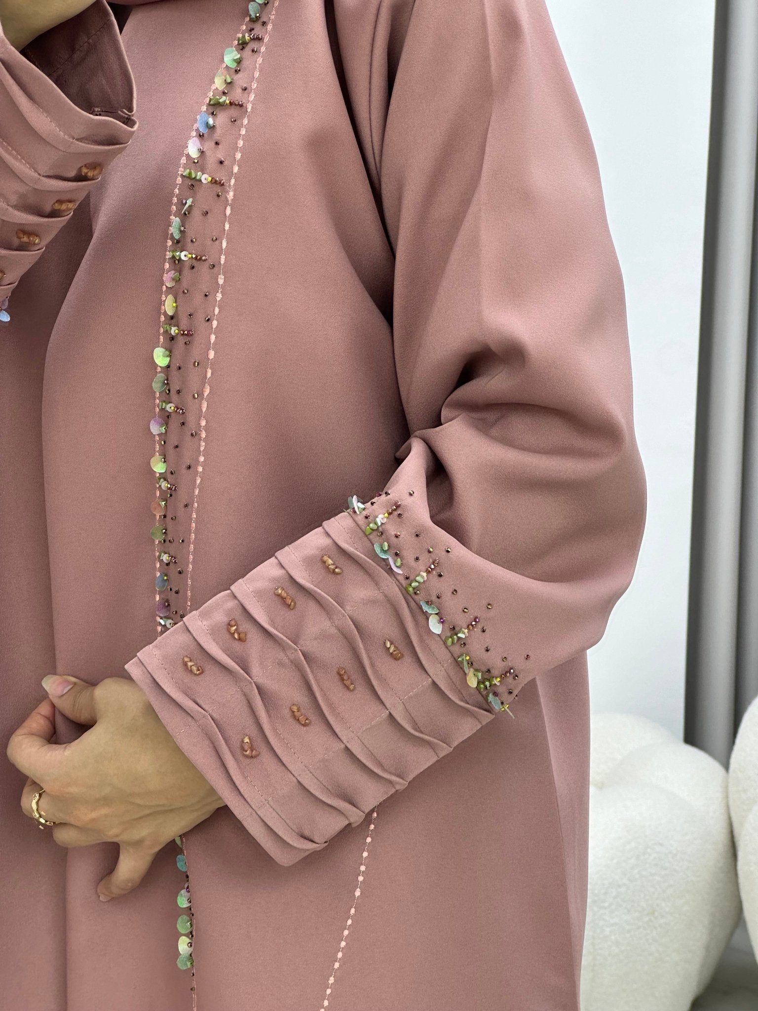 C 0253 Beaded Pink Abaya