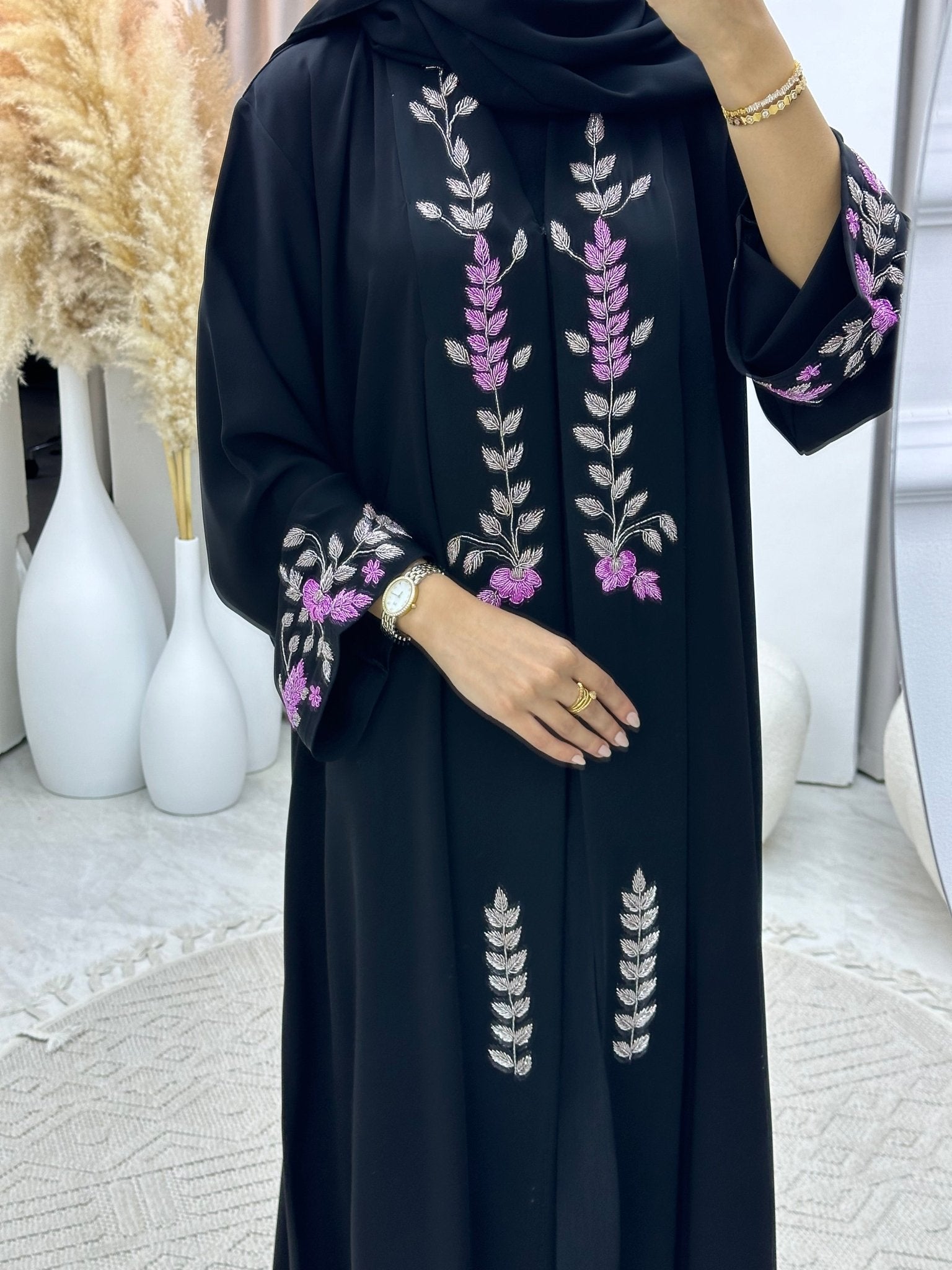 C 0263 Black Beaded Abaya