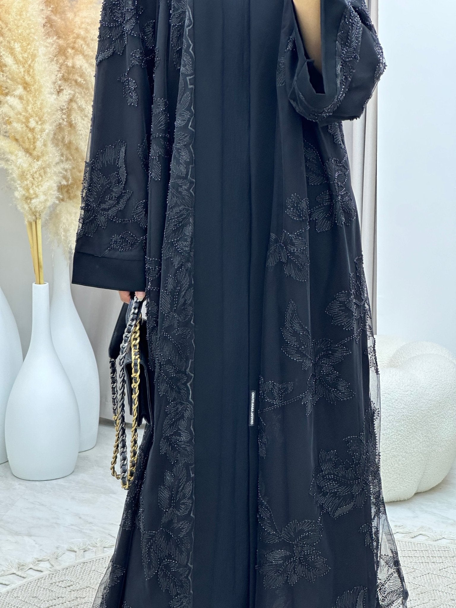 C 0265 Black Dantel Abaya