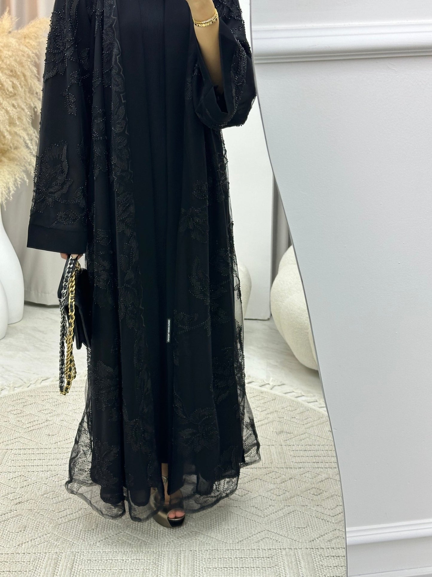 C 0265 Black Dantel Abaya