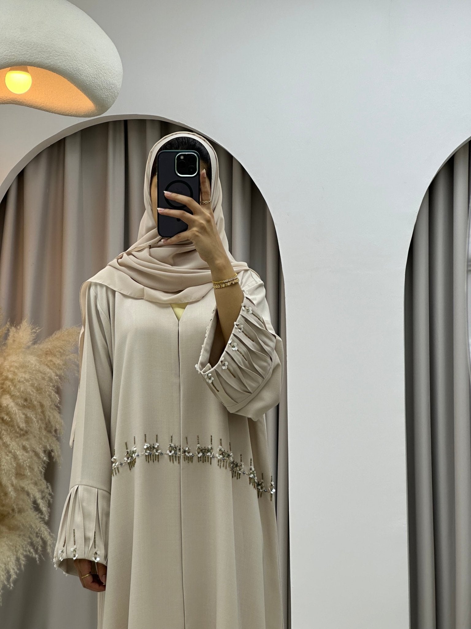 C 0268 Beaded Beige Abaya