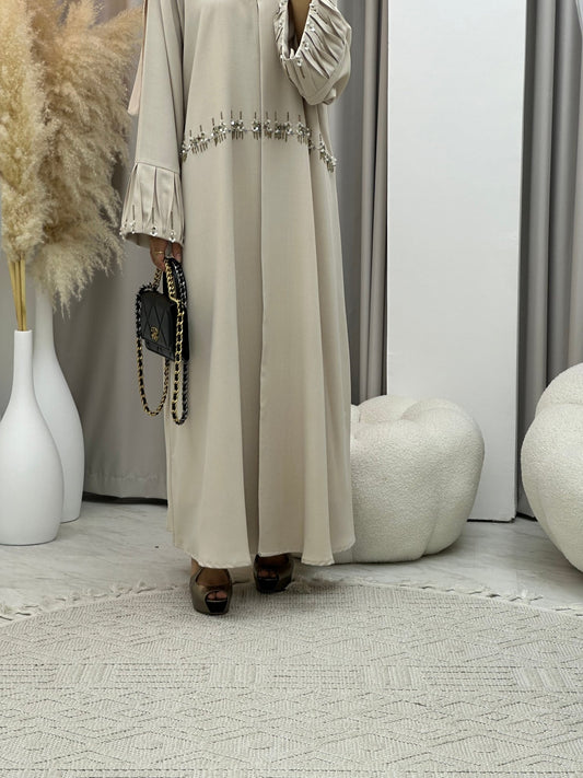 C 0268 Beaded Beige Abaya