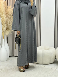 C 0281-02 Grey Embroidery Abaya - XS / 49