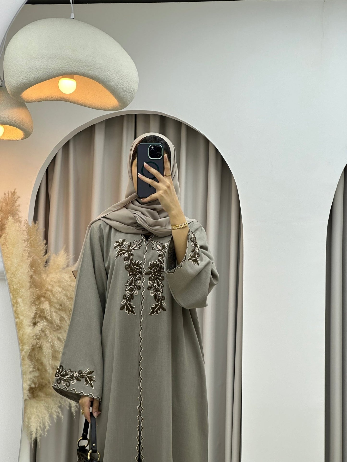 C 0282 Tan Embroidery Abaya