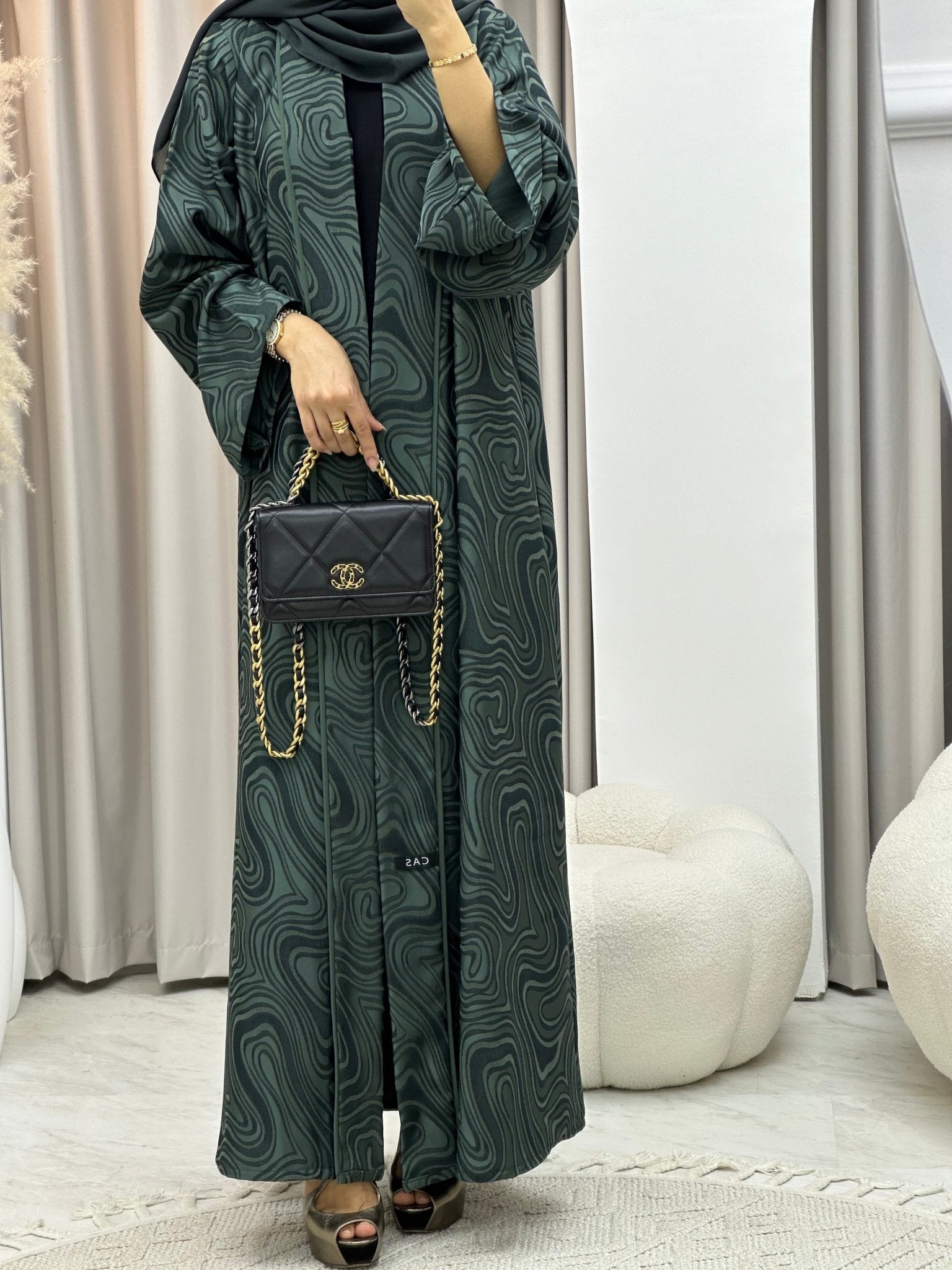 C 0291 - 04 Olive Marble Abaya