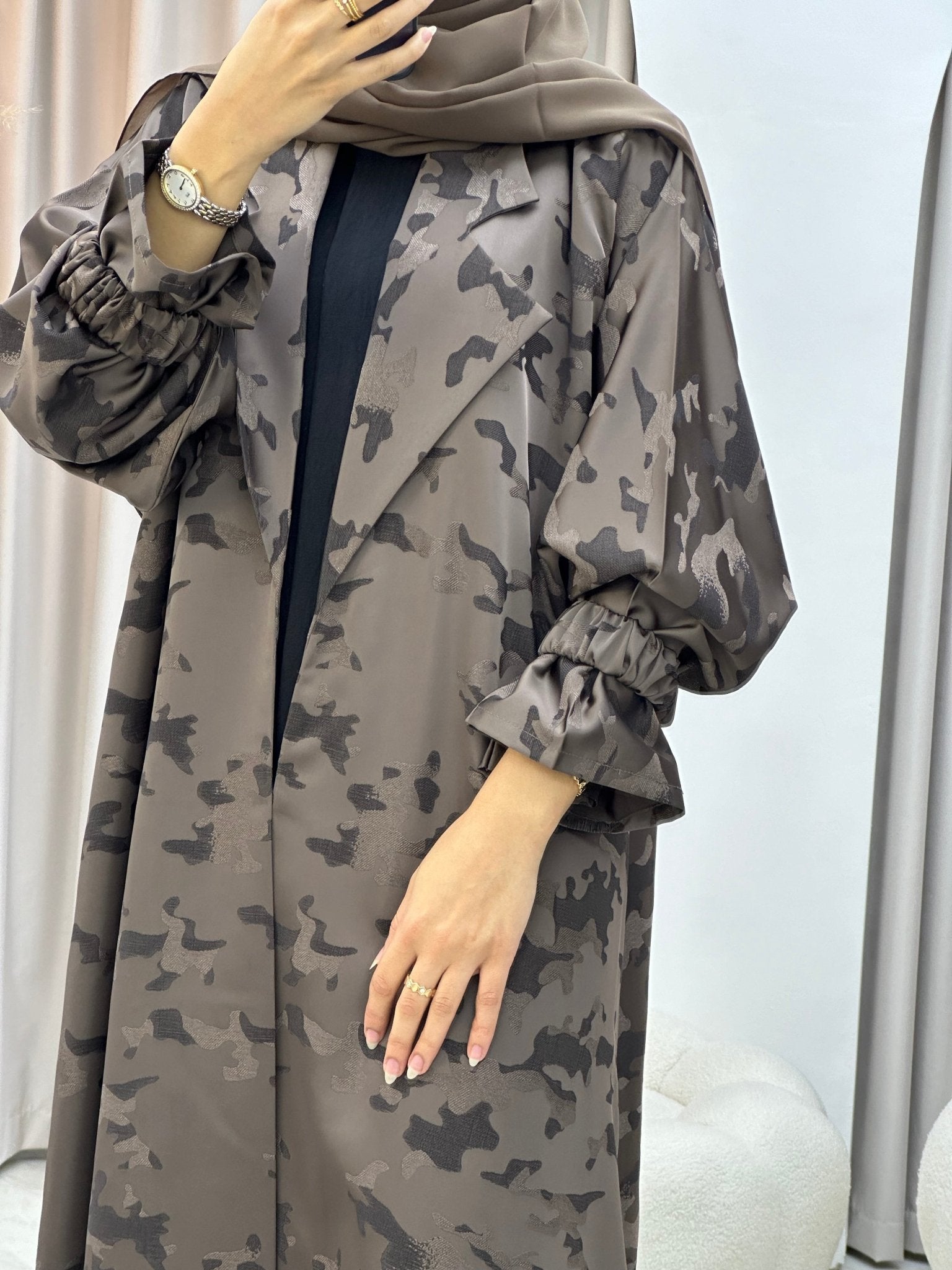 C 0292 - 02 Brown Army Coat Abaya