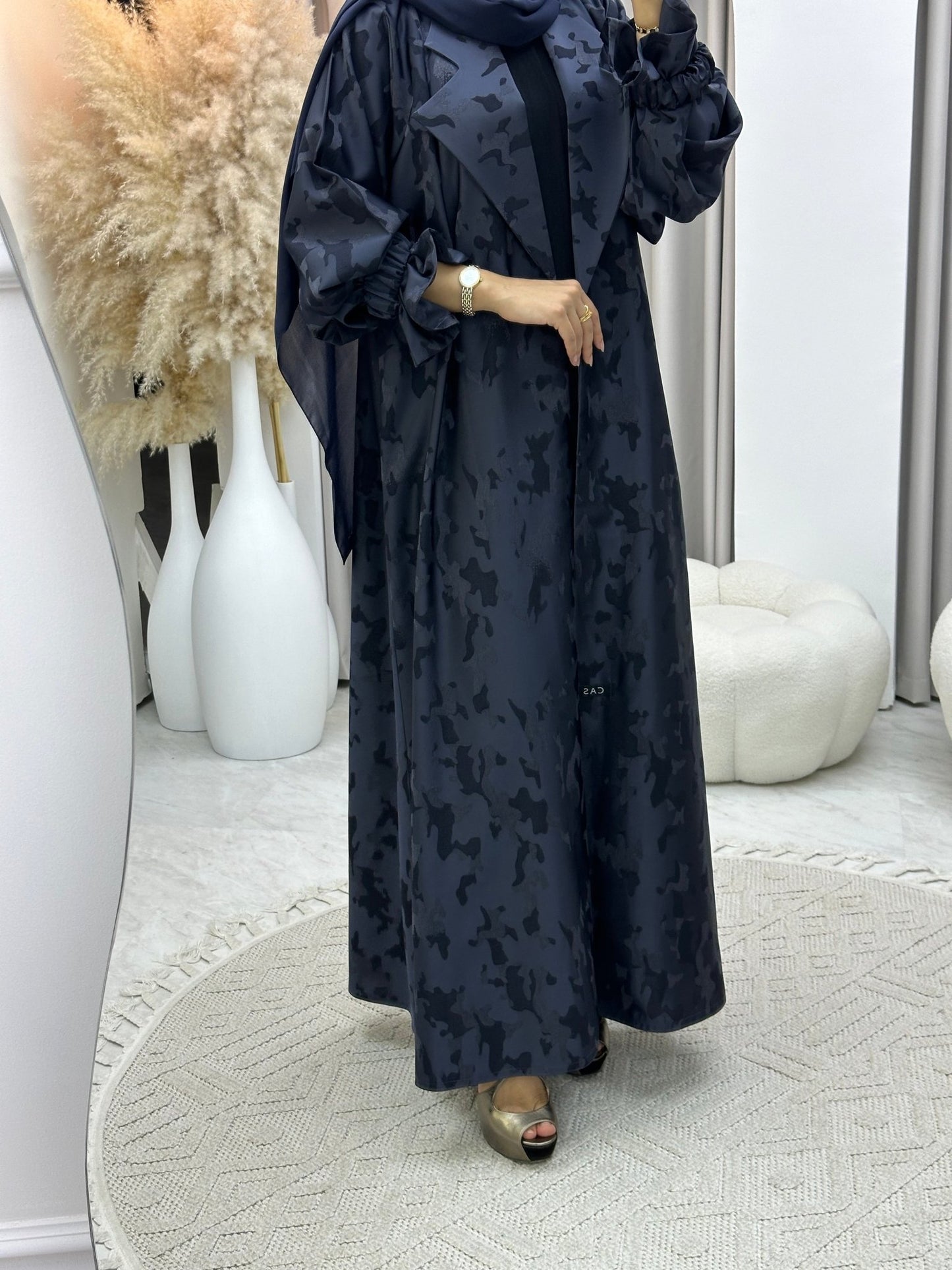 C 0292 - 03 Navy Blue Army Coat Abaya