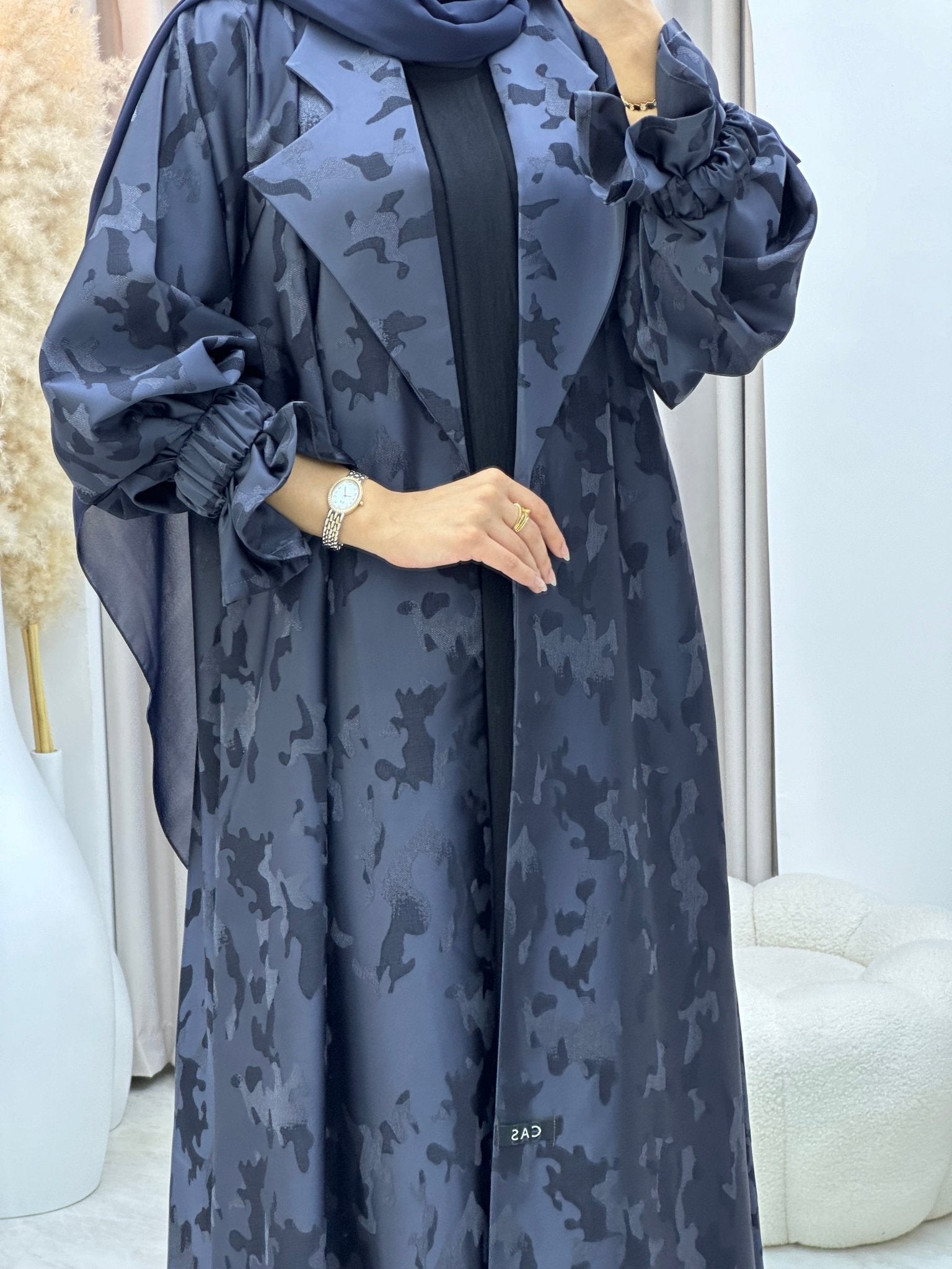 C 0292 - 03 Navy Blue Army Coat Abaya