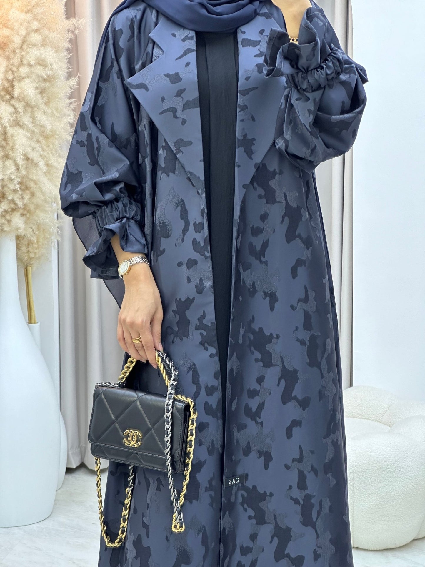 C 0292 - 03 Navy Blue Army Coat Abaya