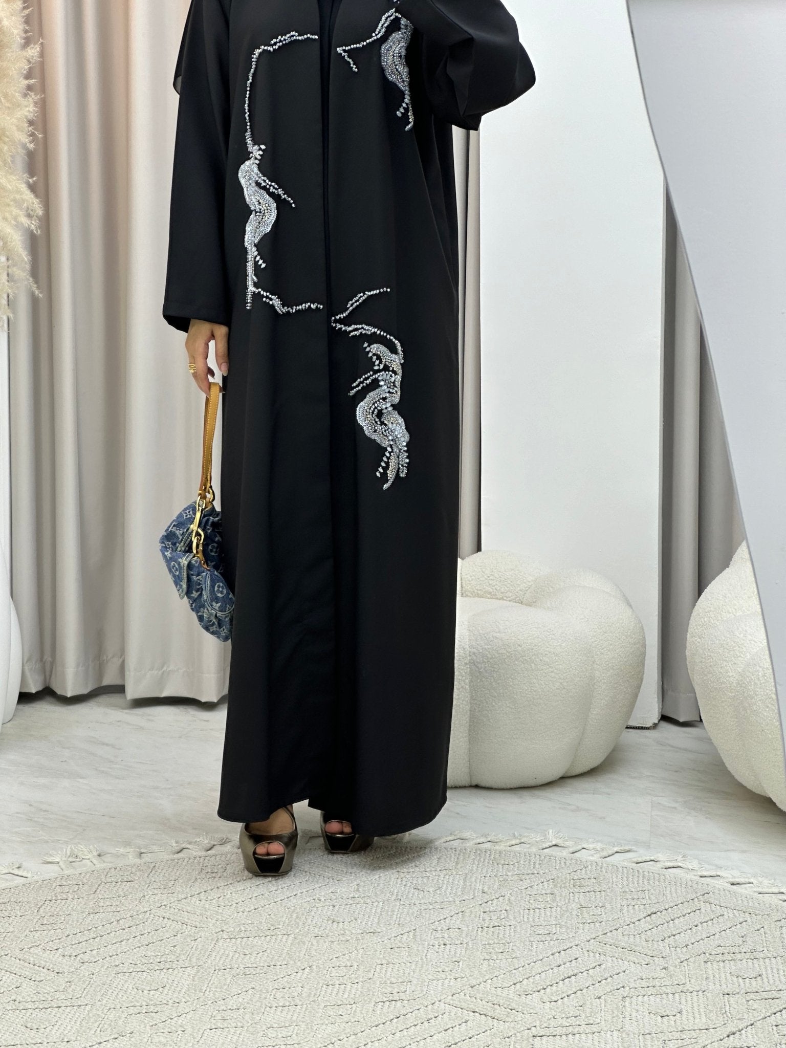 C 0294 Black Beaded Abaya