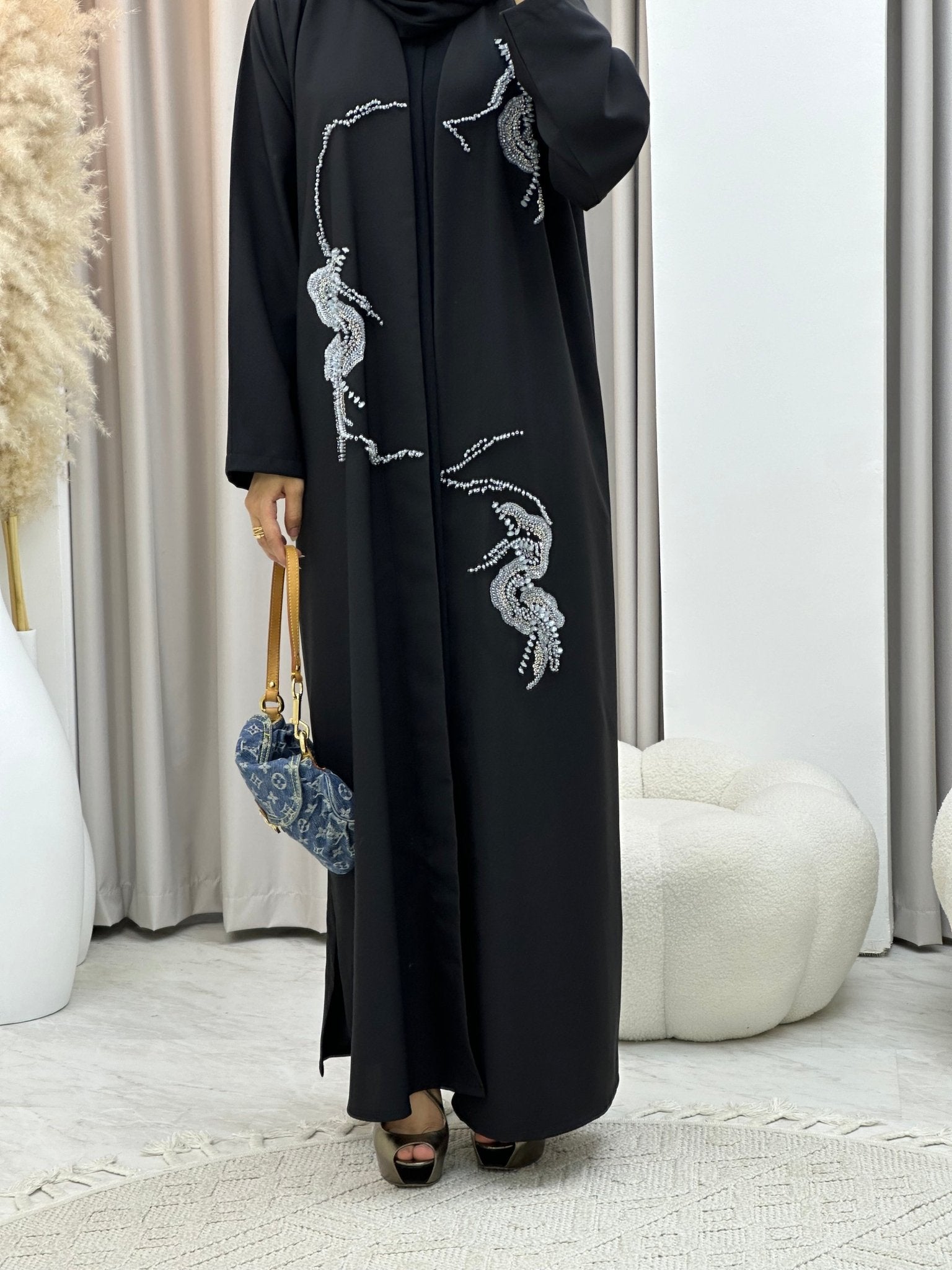 C 0294 Black Beaded Abaya