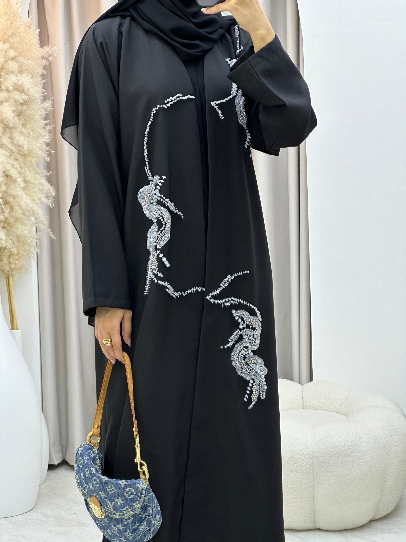 C 0294 Black Beaded Abaya