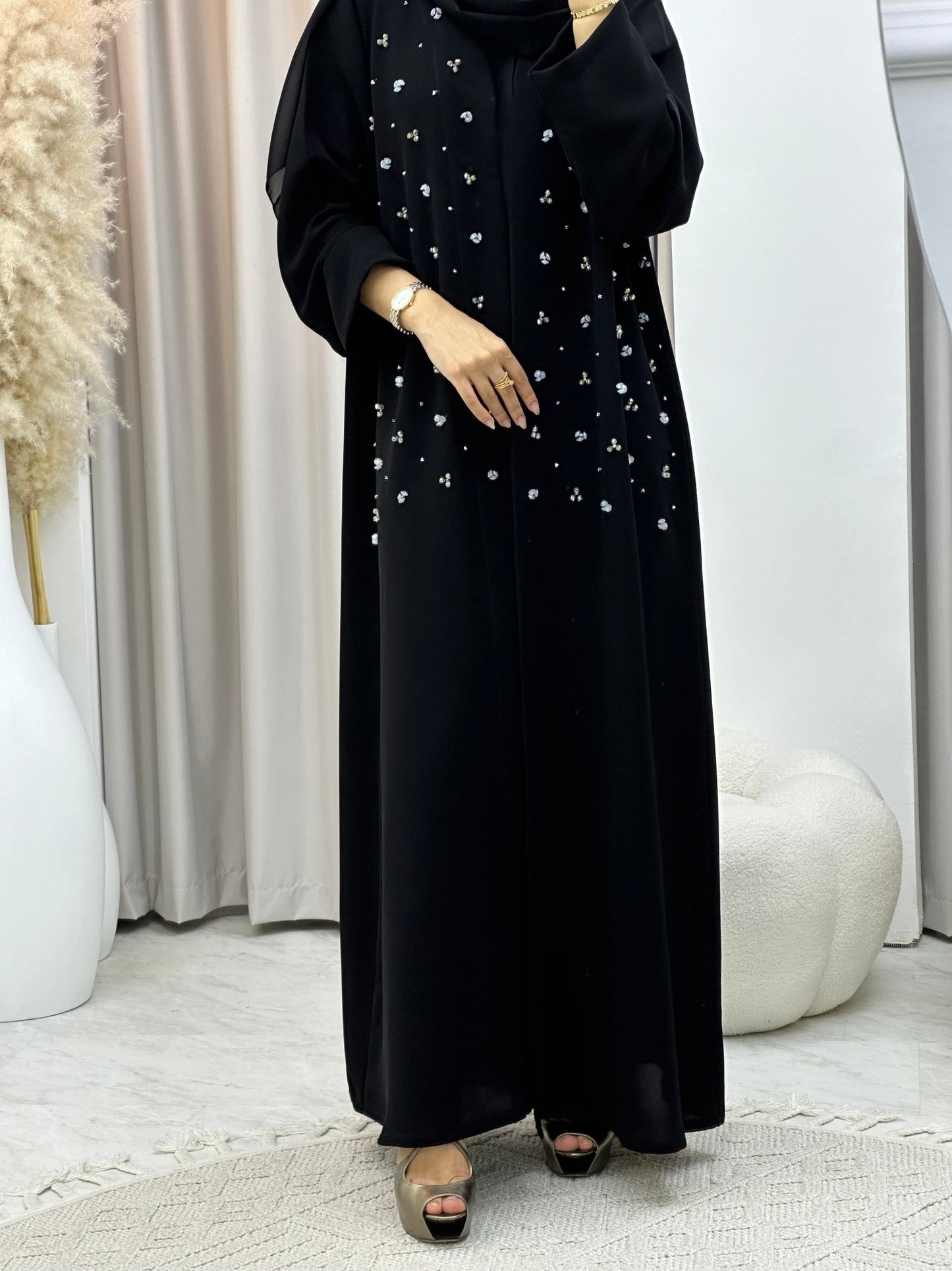 C 0295 Black Beaded Abaya