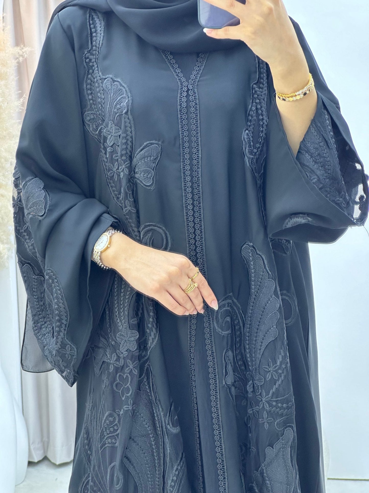 C 0297 Black Dantel Abaya