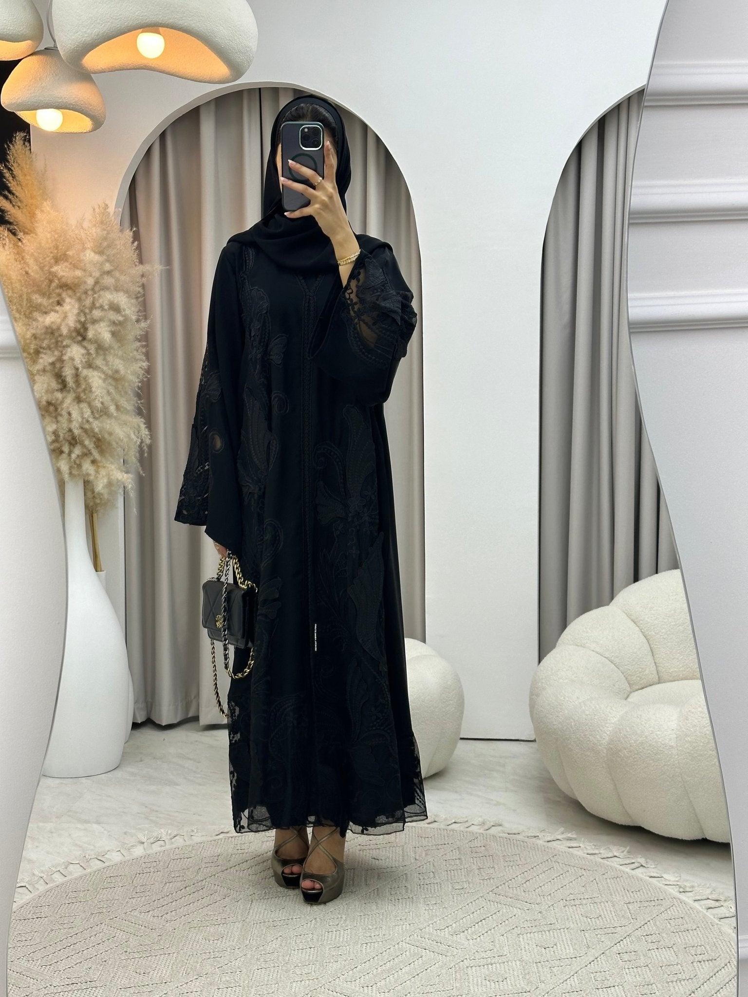 C 0297 Black Dantel Abaya