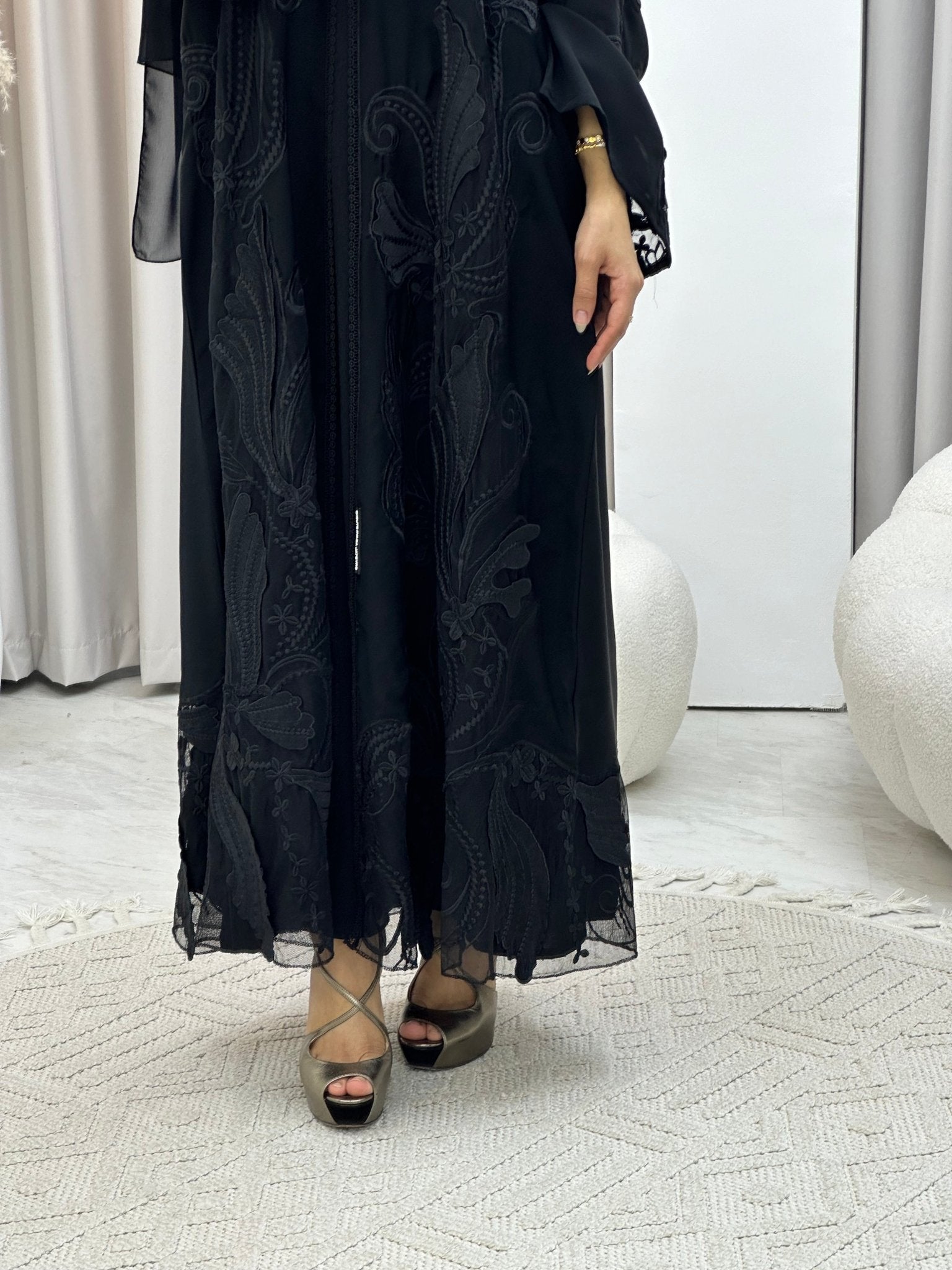 C 0297 Black Dantel Abaya