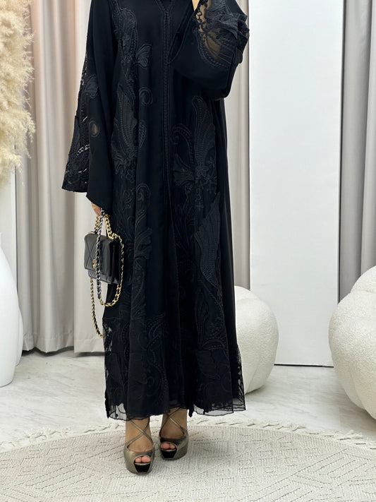 C 0297 Black Dantel Abaya