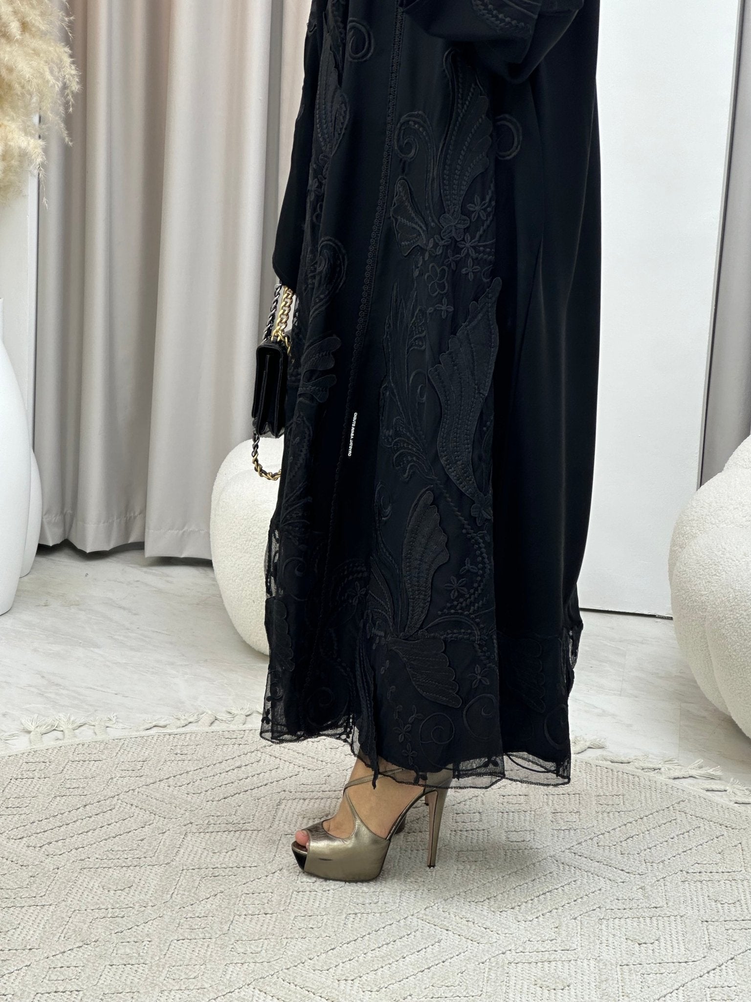 C 0297 Black Dantel Abaya