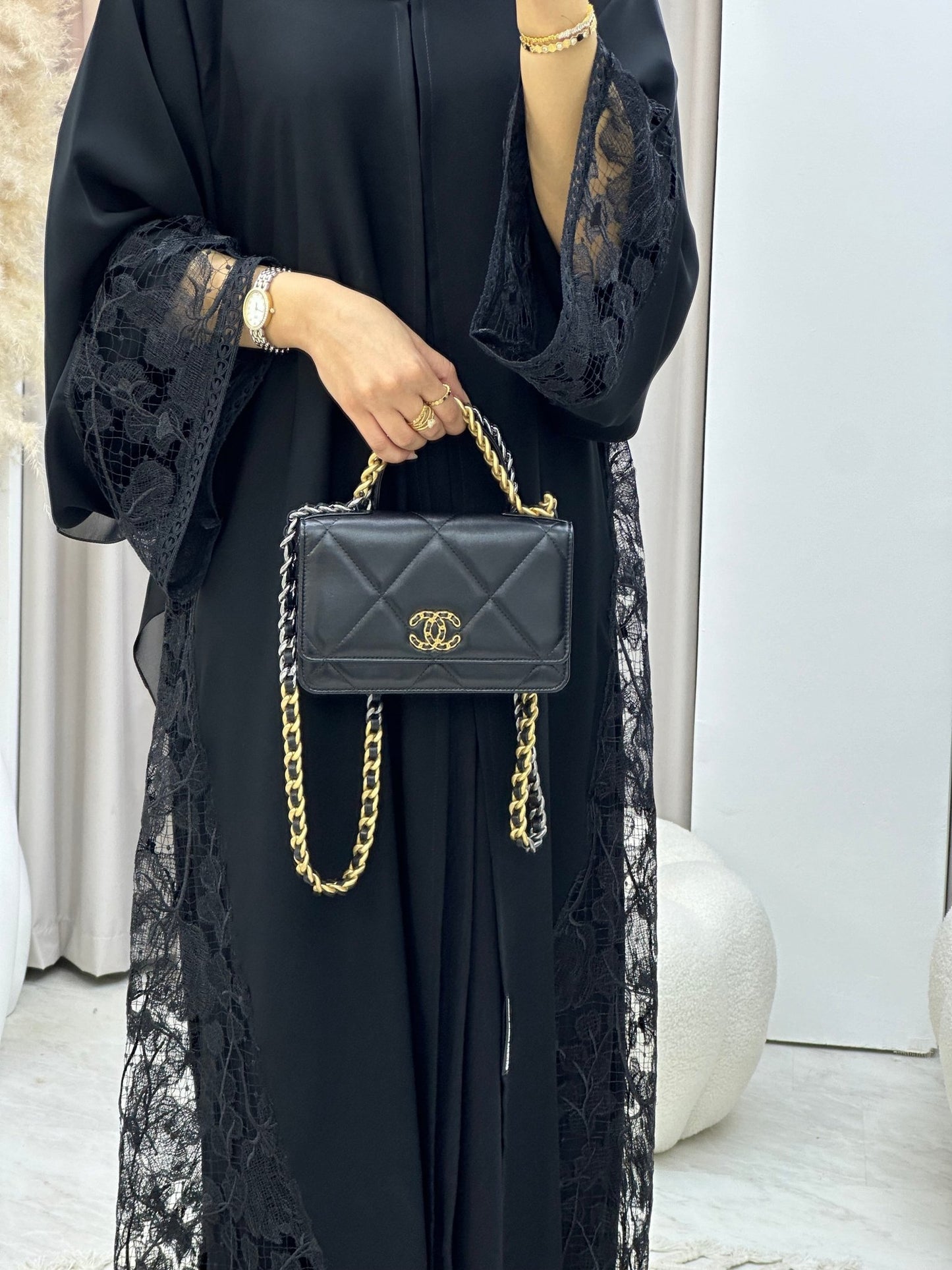 C 0298 Black Dantel Abaya