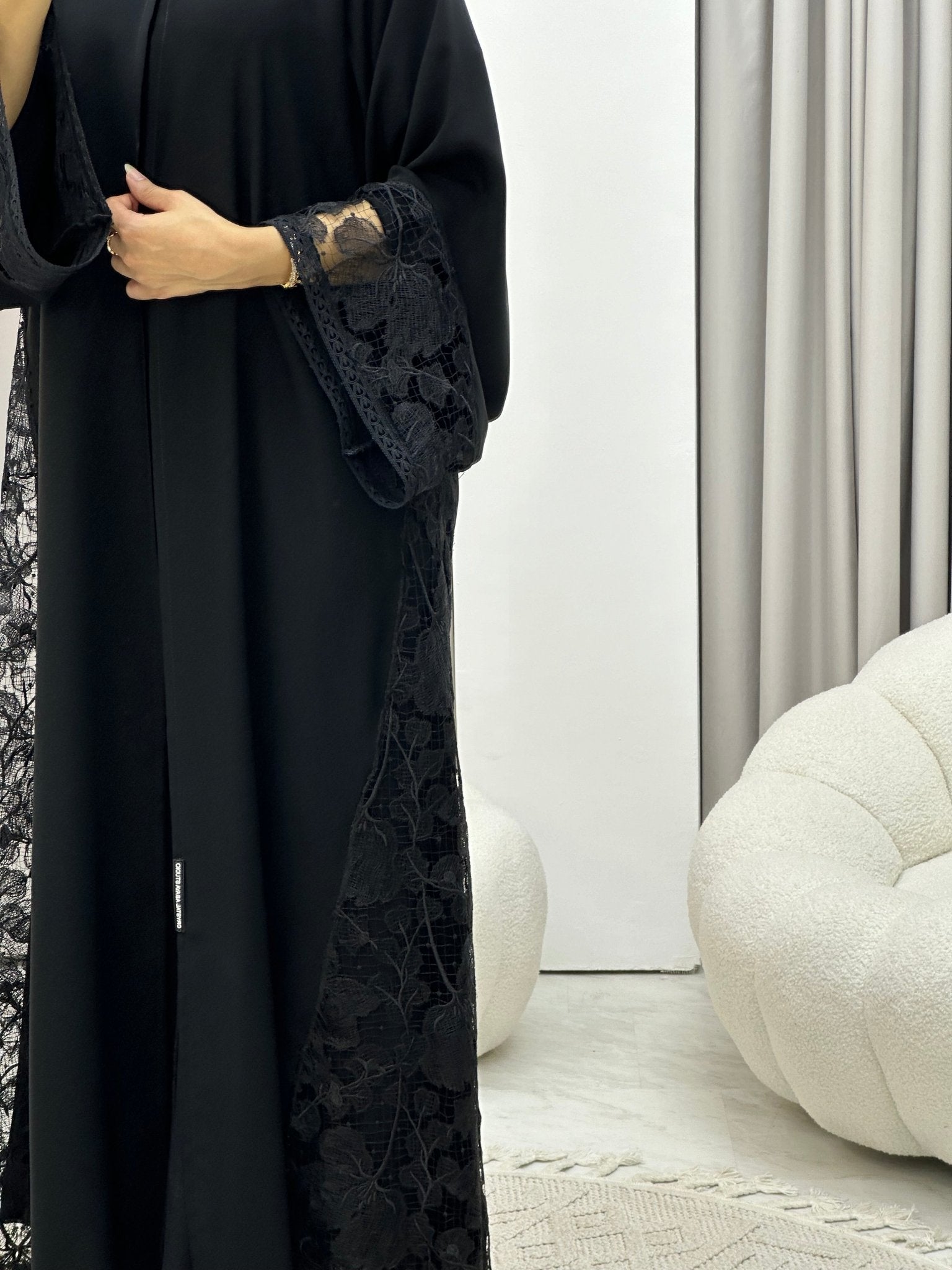 C 0298 Black Dantel Abaya