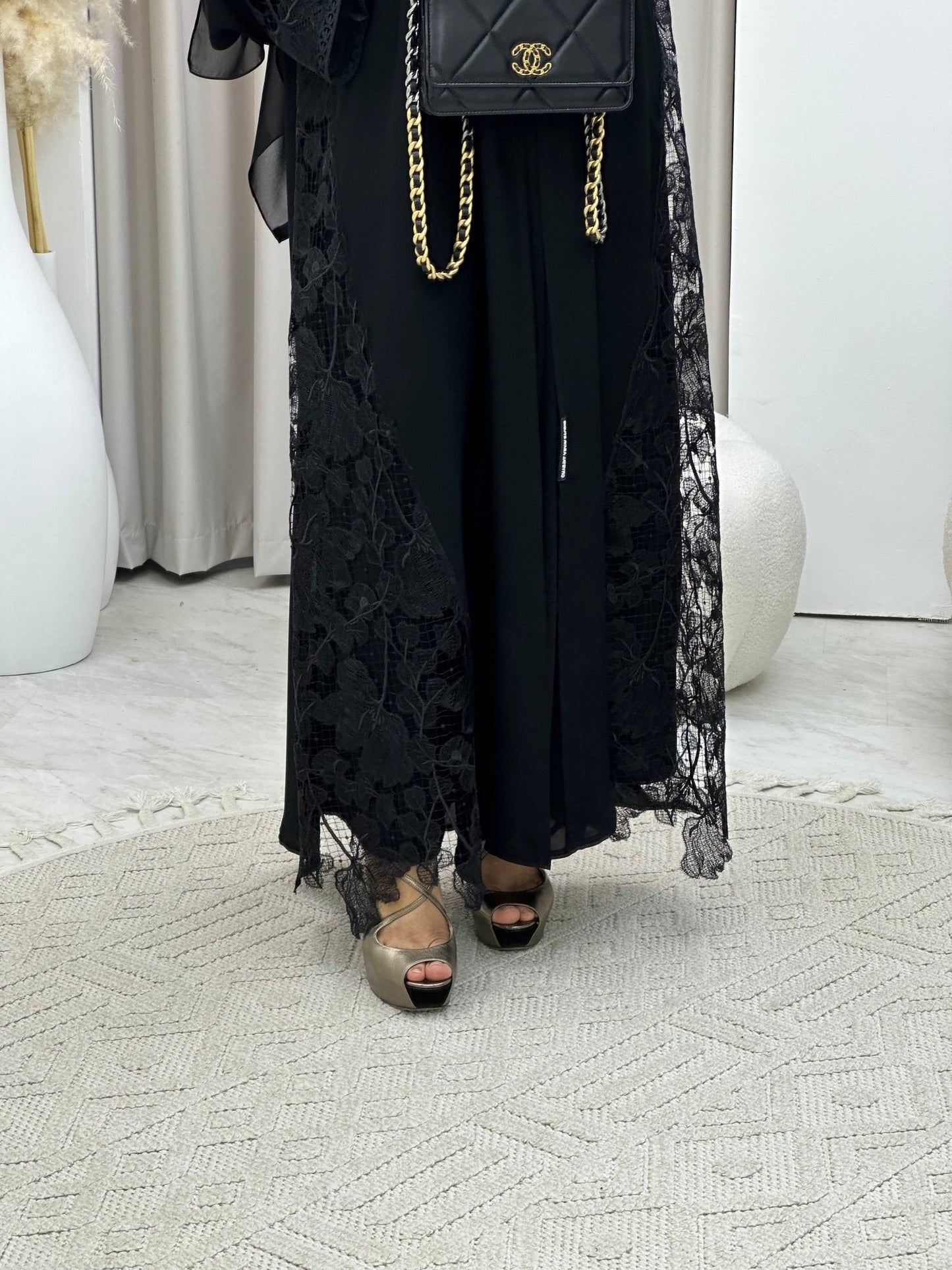 C 0298 Black Dantel Abaya