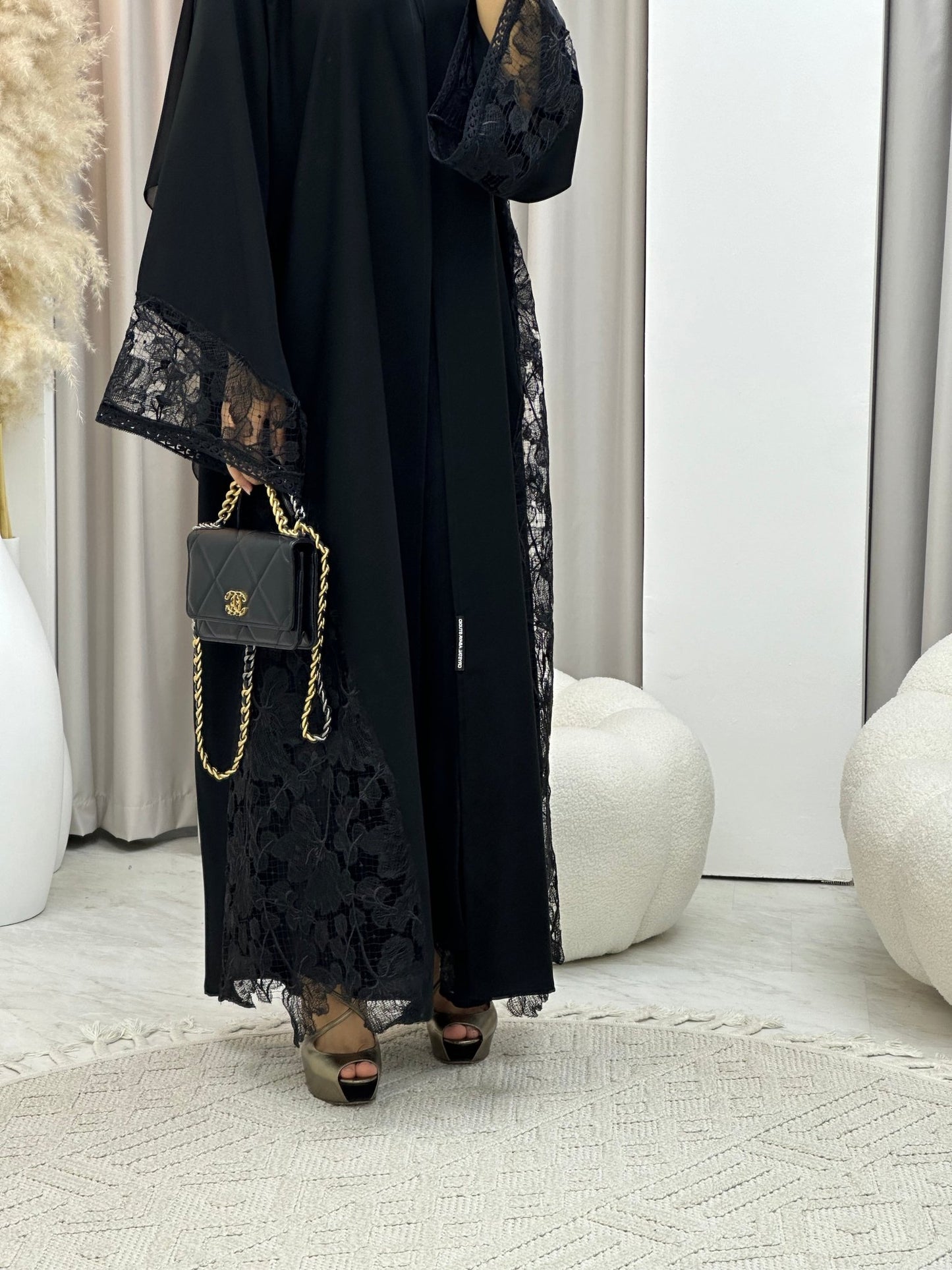 C 0298 Black Dantel Abaya