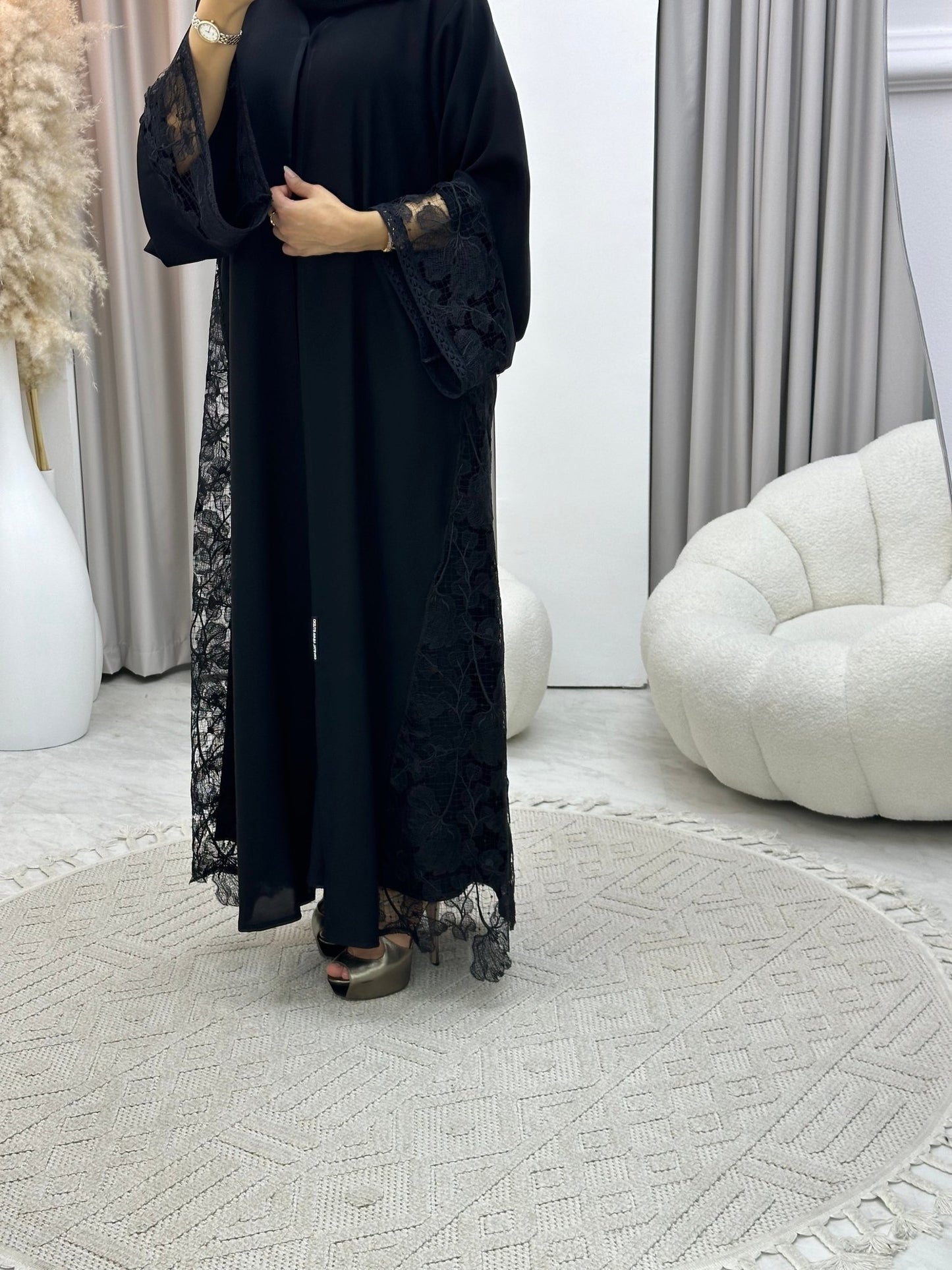 C 0298 Black Dantel Abaya