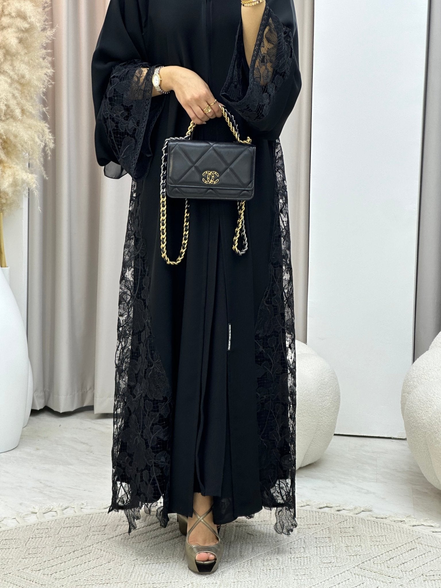 C 0298 Black Dantel Abaya